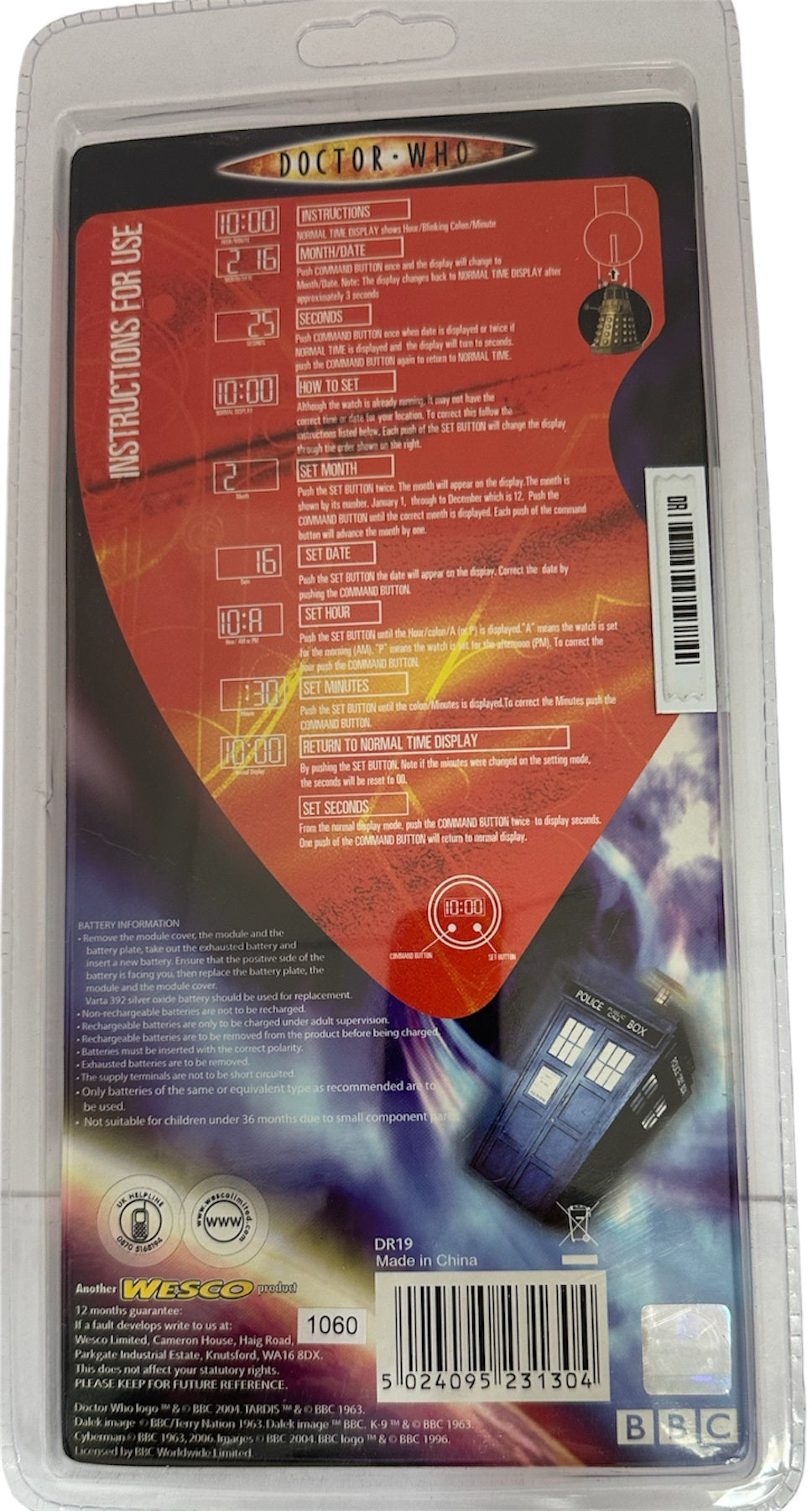 Vintage 2007 Doctor Dr Who Interchangeable Head LCD Wrist Watch - Factory Sealed Shop Stock Room Find