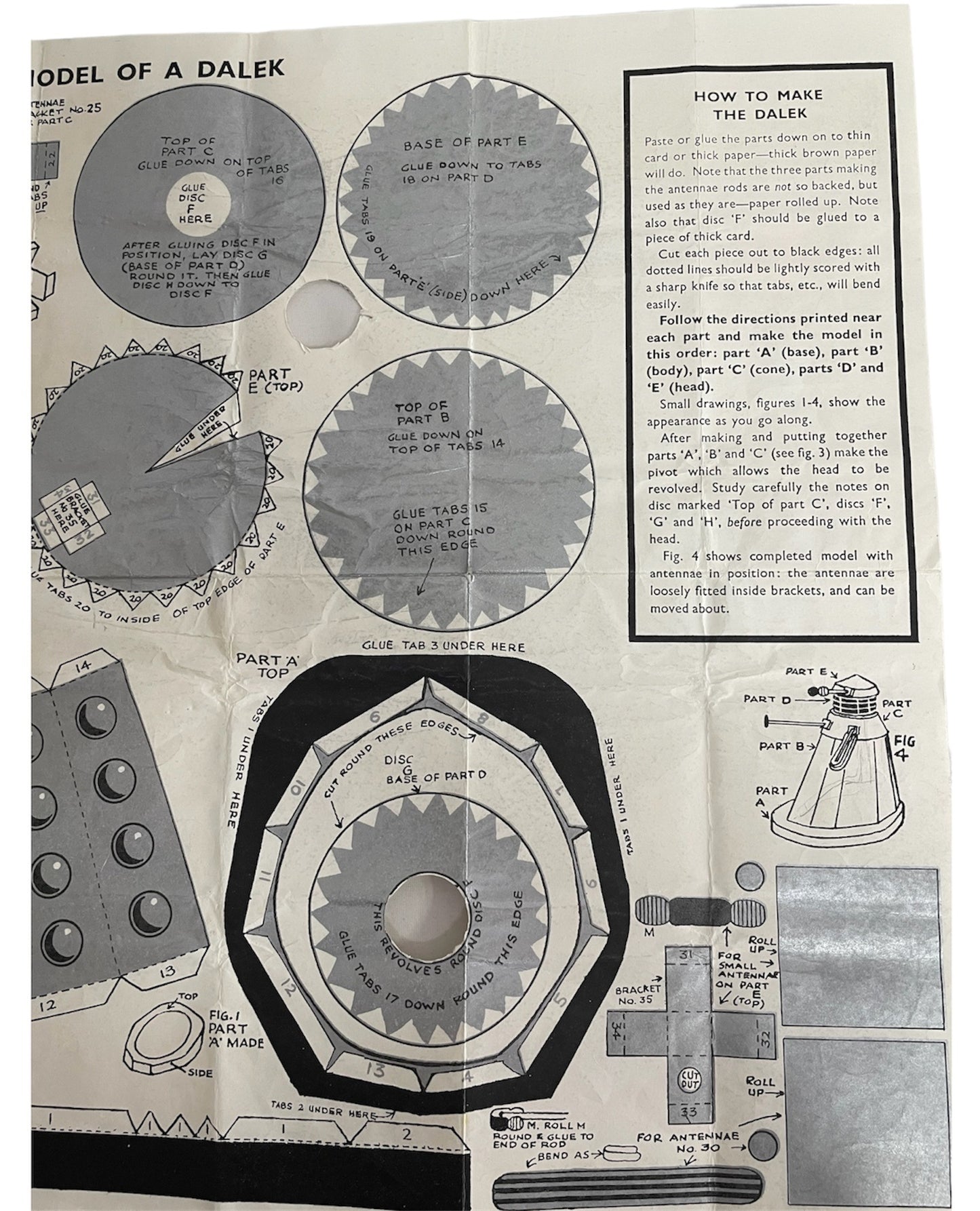 Vintage 1964 Ultra Rare Doctor Dr Who Daily Express Cut Out Model Of A Dalek Competition Prize - Fantastic Condition