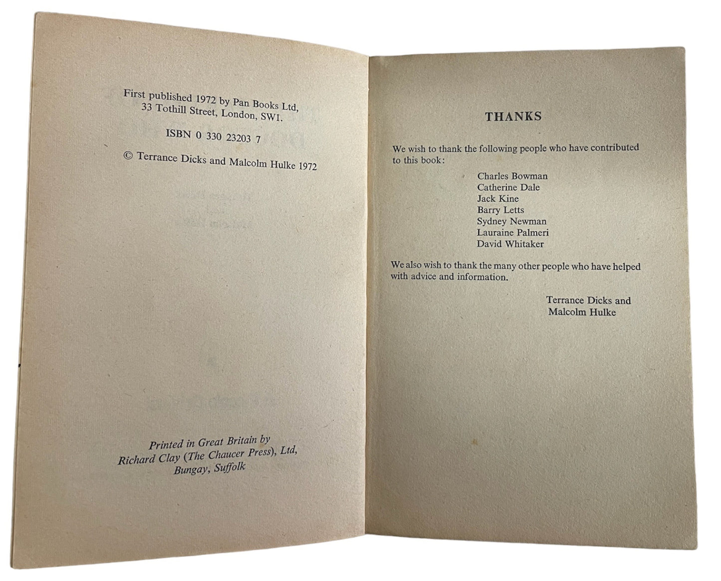 Vintage Piccolo 1972 The Making Of Doctor Who Paperback Book By Terrance Dicks And Malcolm Hulke - Jon Pertwee As The Third Doctor - Very Good Condition