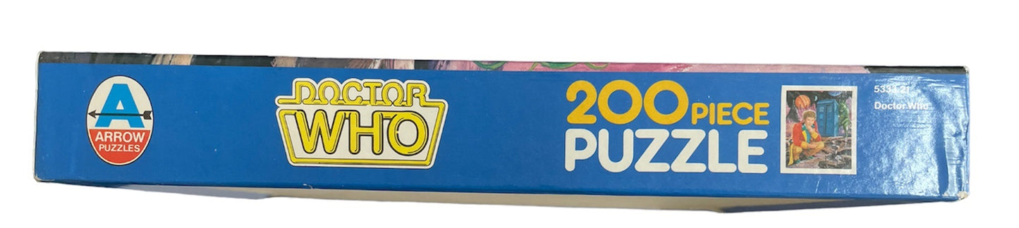 Vintage 1984 Dr Doctor Who 200 Piece Jigsaw Puzzle Featuring The sixth Dr Colin Baker Artwork Image Alien Planet - Factory Sealed Shop Stock Room Find