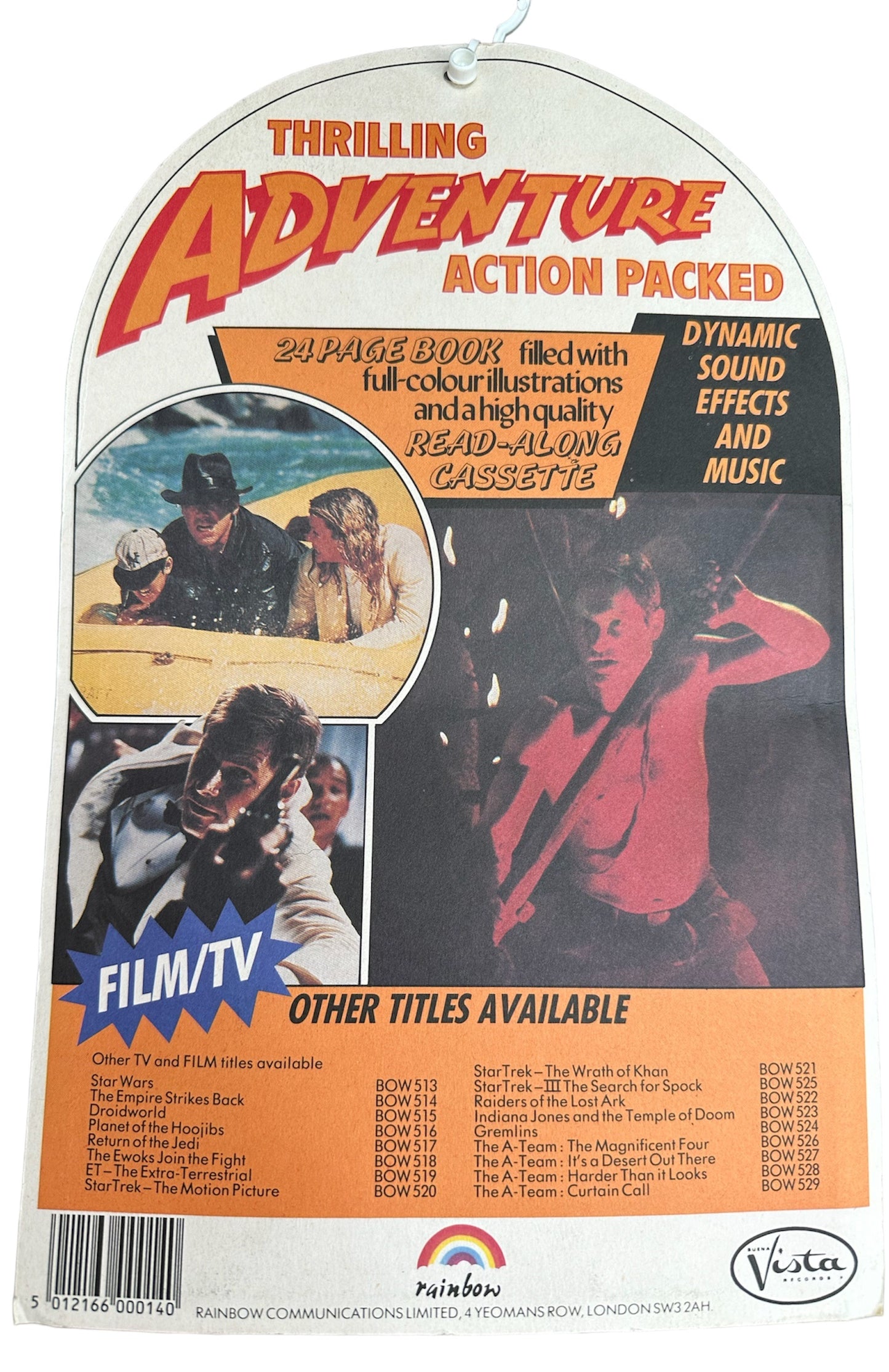 Vintage 1984 Indiana Jones And The Temple Of Doom 24 Page Read Along Book and Audio Cassette Tape Set - Factory Sealed Shop Stock Room Find