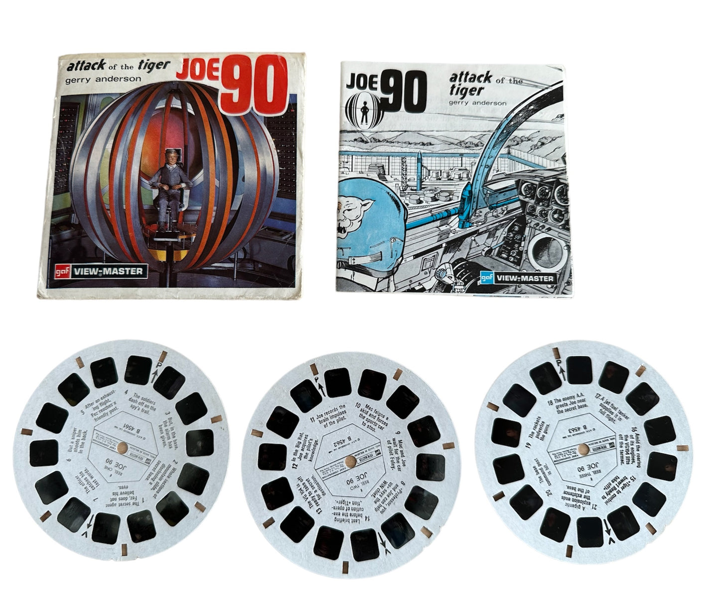 Vintage 1968 Gerry Andersons Joe 90 Attack Of The Tiger View-Master Reels - 3 Reels : 21 Stereo Photos In Full Colour Complete With Booklet - Fantastic Condition In The Original Packing