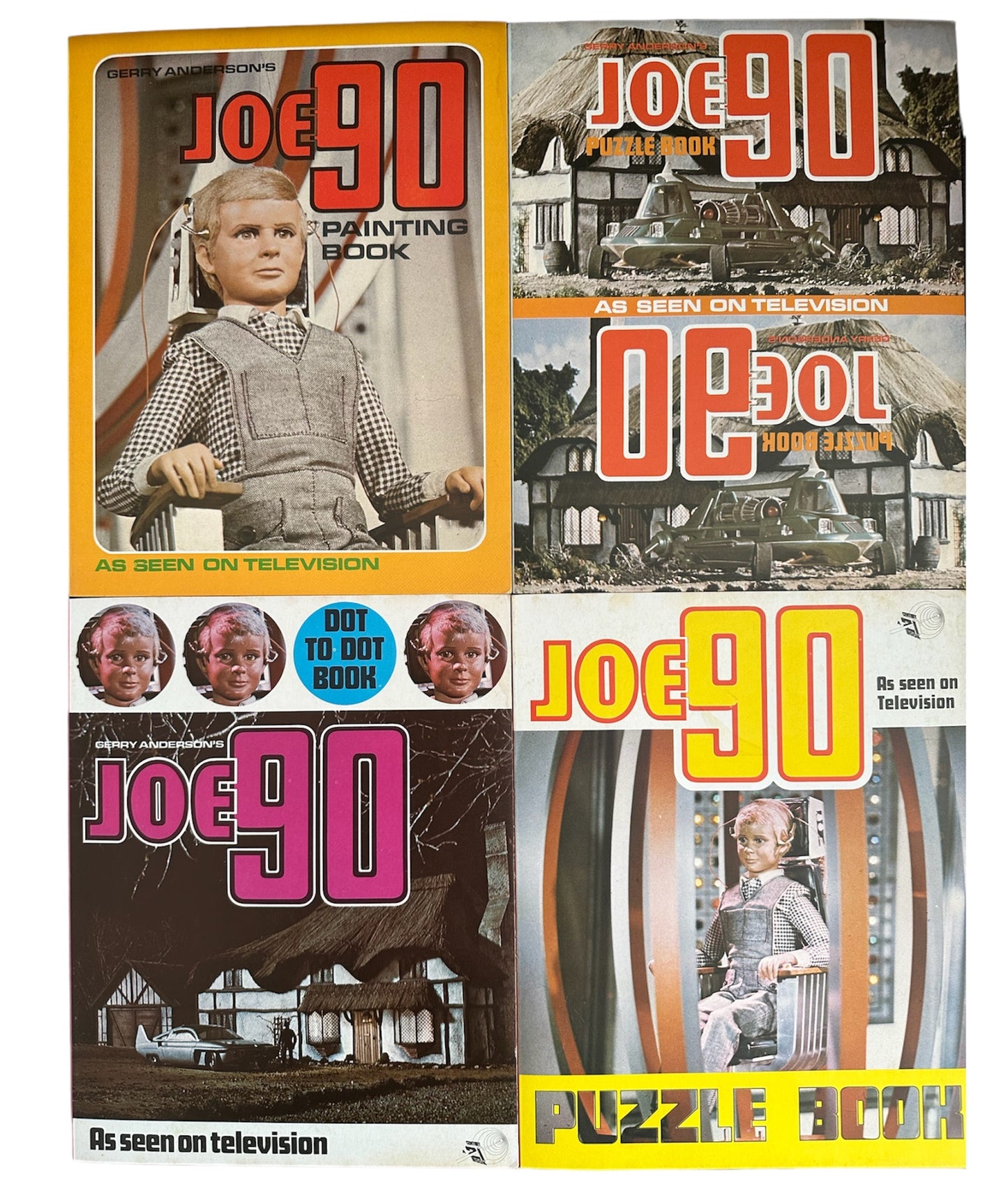 Vintage Gerry Andersons 1968 Ultra Rare Joe 90 Puzzle & Activity Book Set Pack Of 4 - As Seen In The TV Series - Century 21 Publishing - Shop Stock Room Find