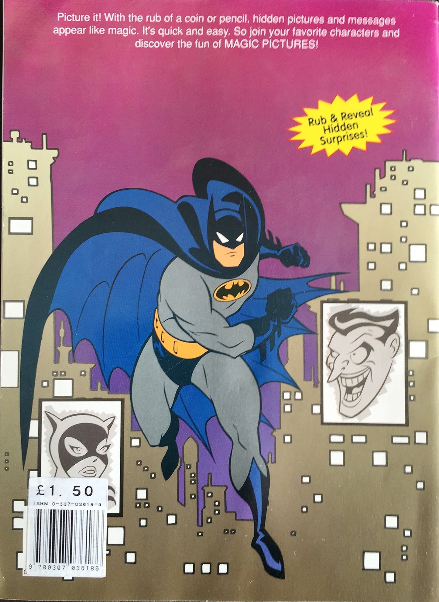 Vintage DC Comics 1992 Batman The Animated Series Magic Pictures Book - Unsold Former Shop Stock