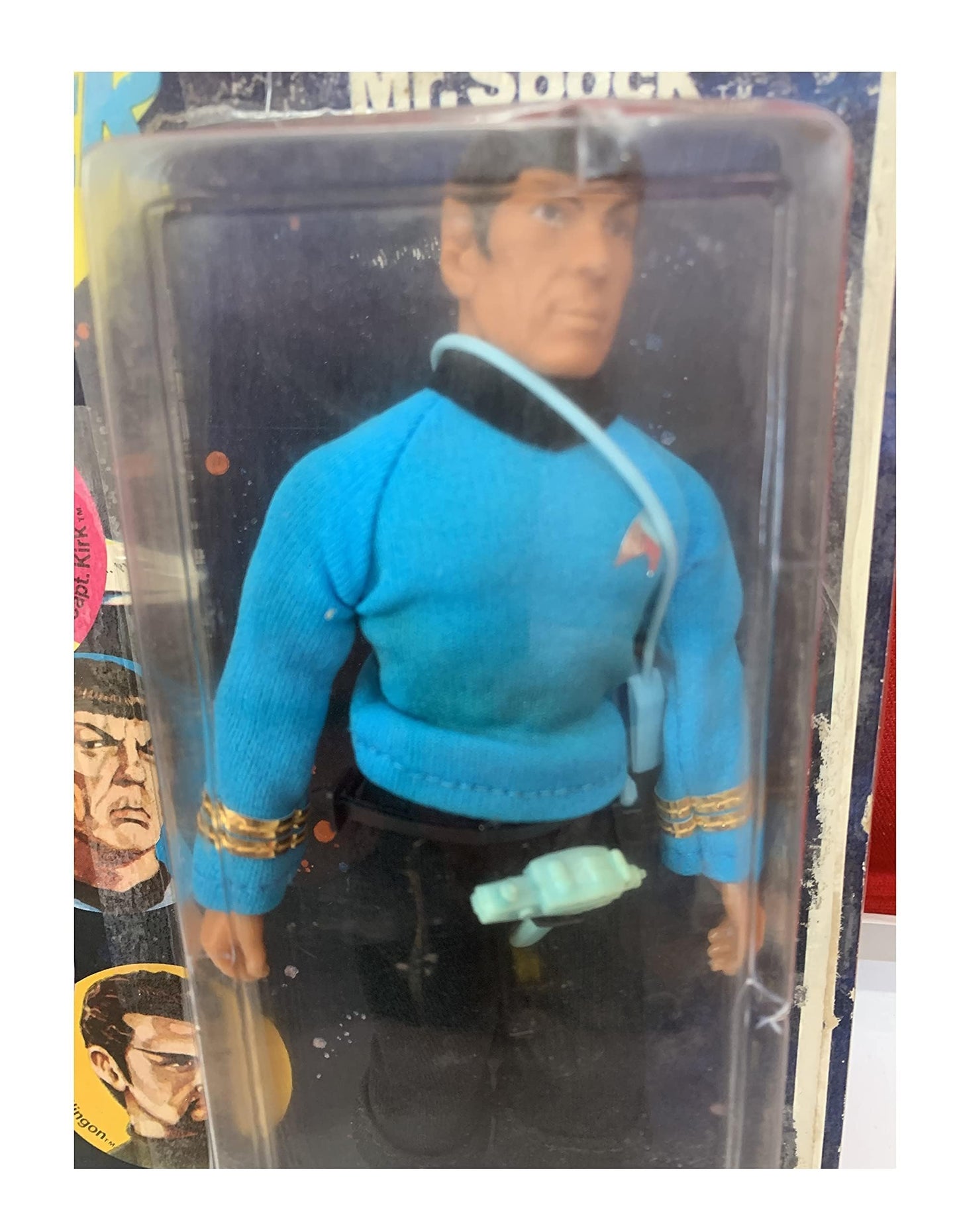 Vintage Star Trek The Original Series Mego Corporation 1974 8 Inch Mr Spock Action Figure On Six Faces Card USS Enterprise Factory Sealed Shop Stock Room Find