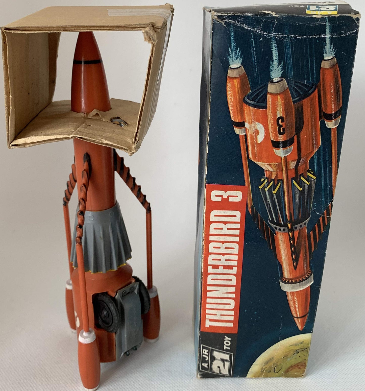 Vintage 1965 JR21 Toys Gerry Andersons Thunderbirds Thunderbird 3 Friction Drive Motor Scale Model By J Rosenthal Toys In The Original Box.