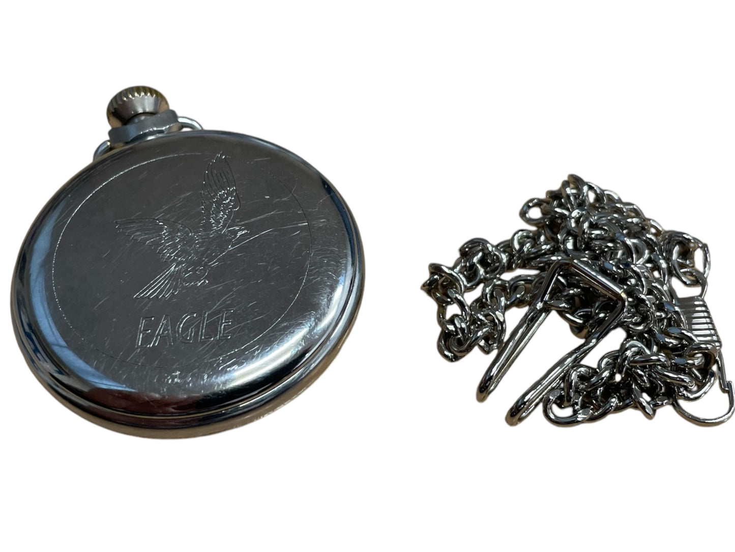 Vintage 1953 The Eagles Dan Dare Novelty Pocket Watch With Pocket Chain - In Full Working Condition - Ultra Rare Version 2.