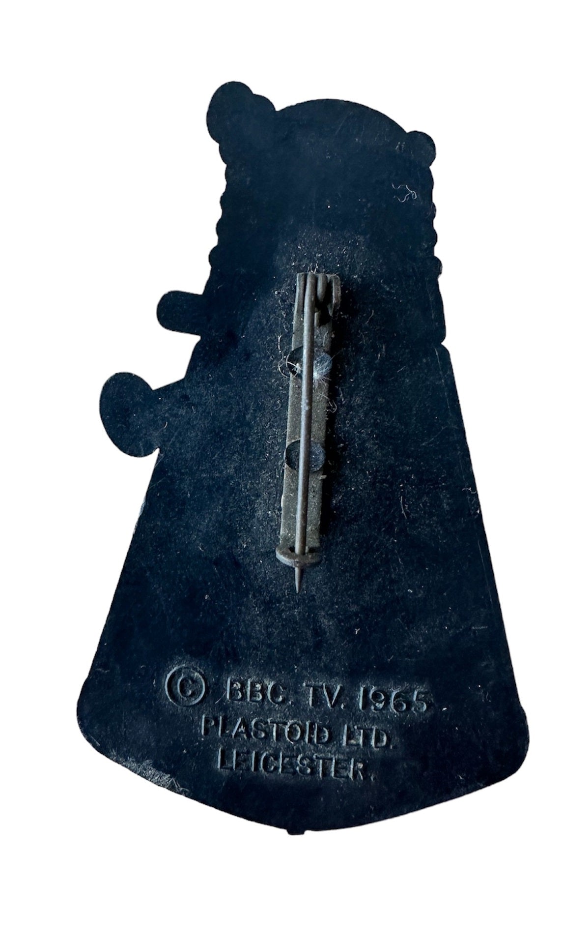 Vintage 1965 Doctor Dr Who & The Daleks Plastoid Ltd Dalek Badge / Pin Black And Gold - 3 Inch Version - Fantastic Condition