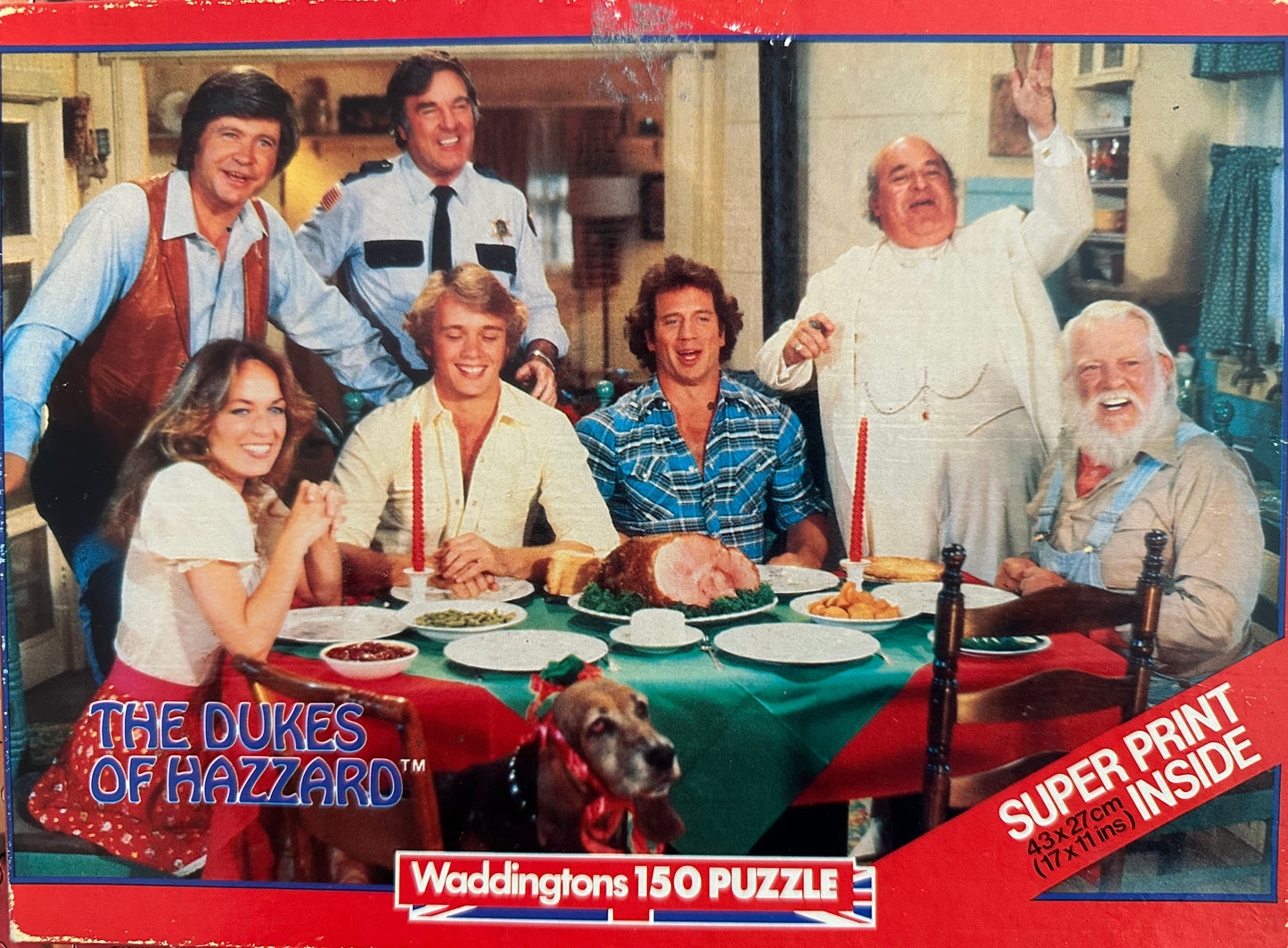 Vintage Waddingtons 1984 The Dukes Of Hazzard 150 Piece Fully Interlocking Jigsaw Puzzle No. 00814 - The Thanksgiving Meal - Complete In The Original Box