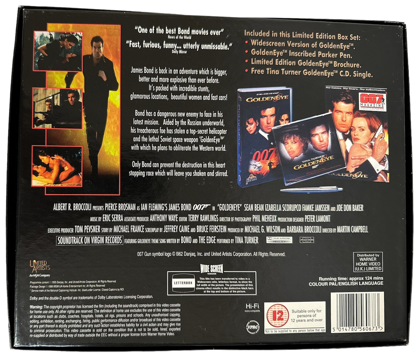 James 007 Bond Goldeneye Limited Edition Gift Set - Includes Goldeneye VHS Wide Screen Version, Goldeneye Inscribed Parker Pen & Tina Turner Goldeneye C.D. Single - Former Shop Counter Display Set