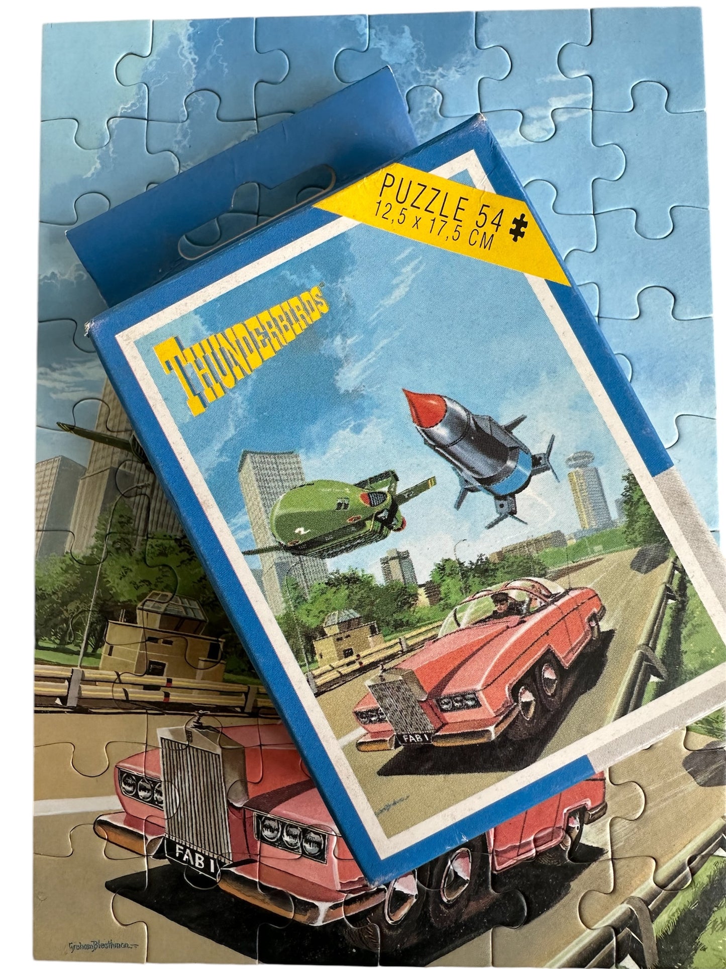 Vintage Kings 1993 Gerry Andersons Thunderbirds - Thunderbird 1 And Thunderbird 2 Flying Over Lady Penelopes FAB 1 - 54 Piece Jigsaw Puzzle - Shop Stock Room Find.