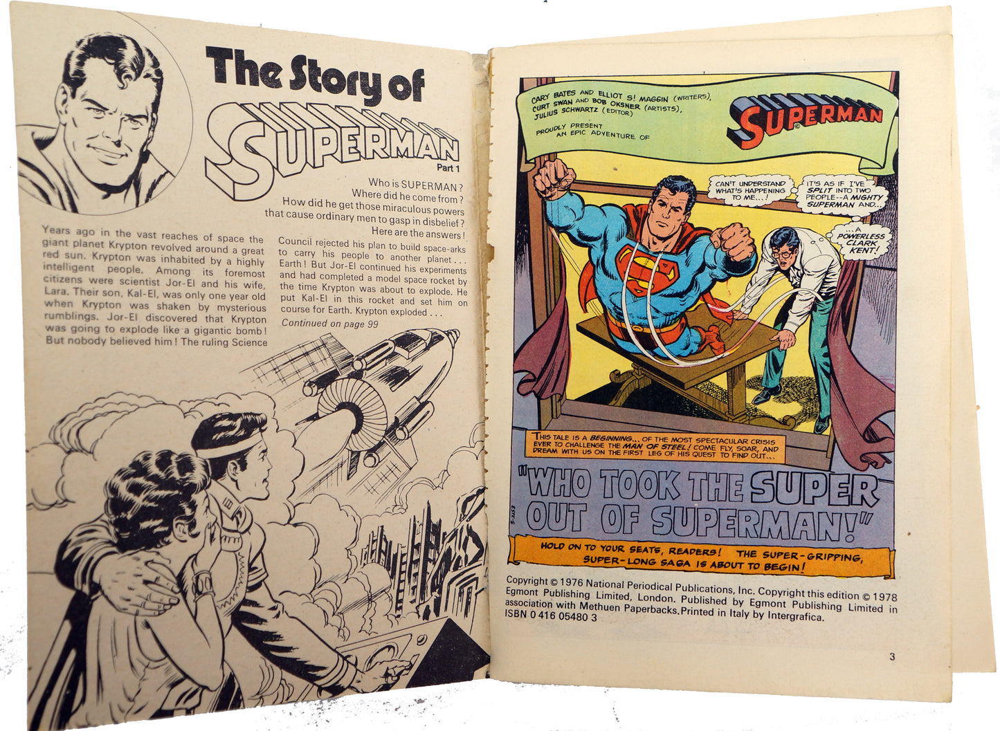 Vintage Egmont Publishing 1978 Superman Pocketbook No. 1 - Digest Size Paperback Book First Edition - Very Good Condition