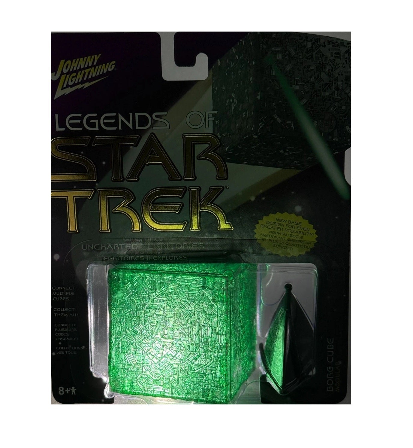 Vintage 2006 Johnny Lightning Legends Of Star Trek Series Three Uncharted Territories - Translucent Green Modular Borg Cube - Ultra Rare - Mint On Card