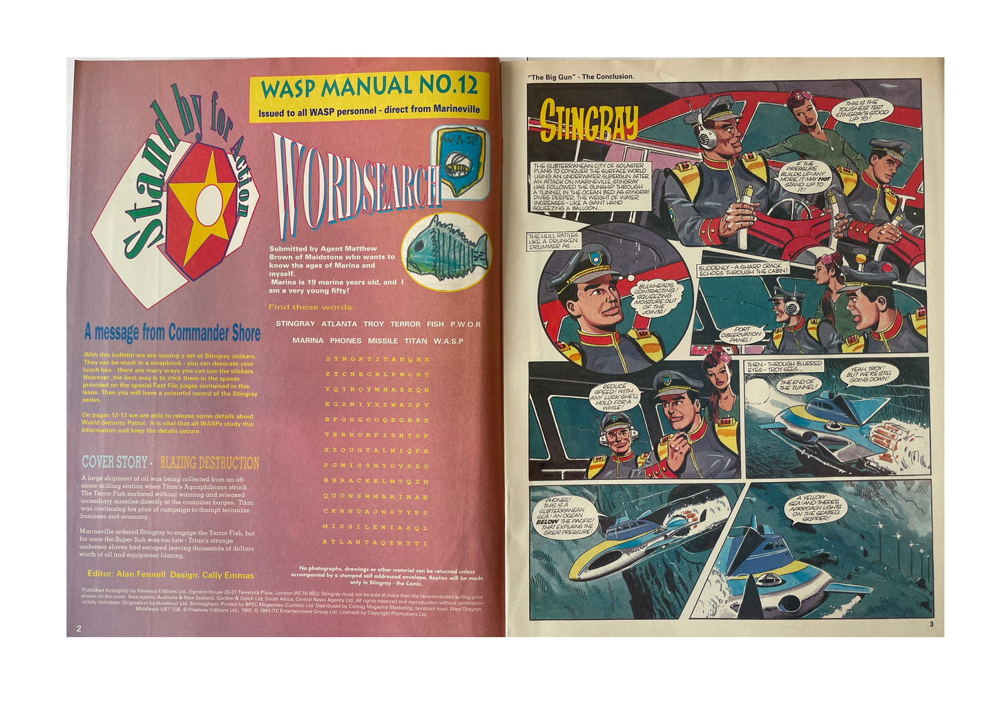 Vintage 1993 Gerry Andersons Stand By For Action... Stingray The Comic Issue No. 13 - March 27th To April 9th - Includes Free Stingray Stickers - Brand New Shop Stock Room Find