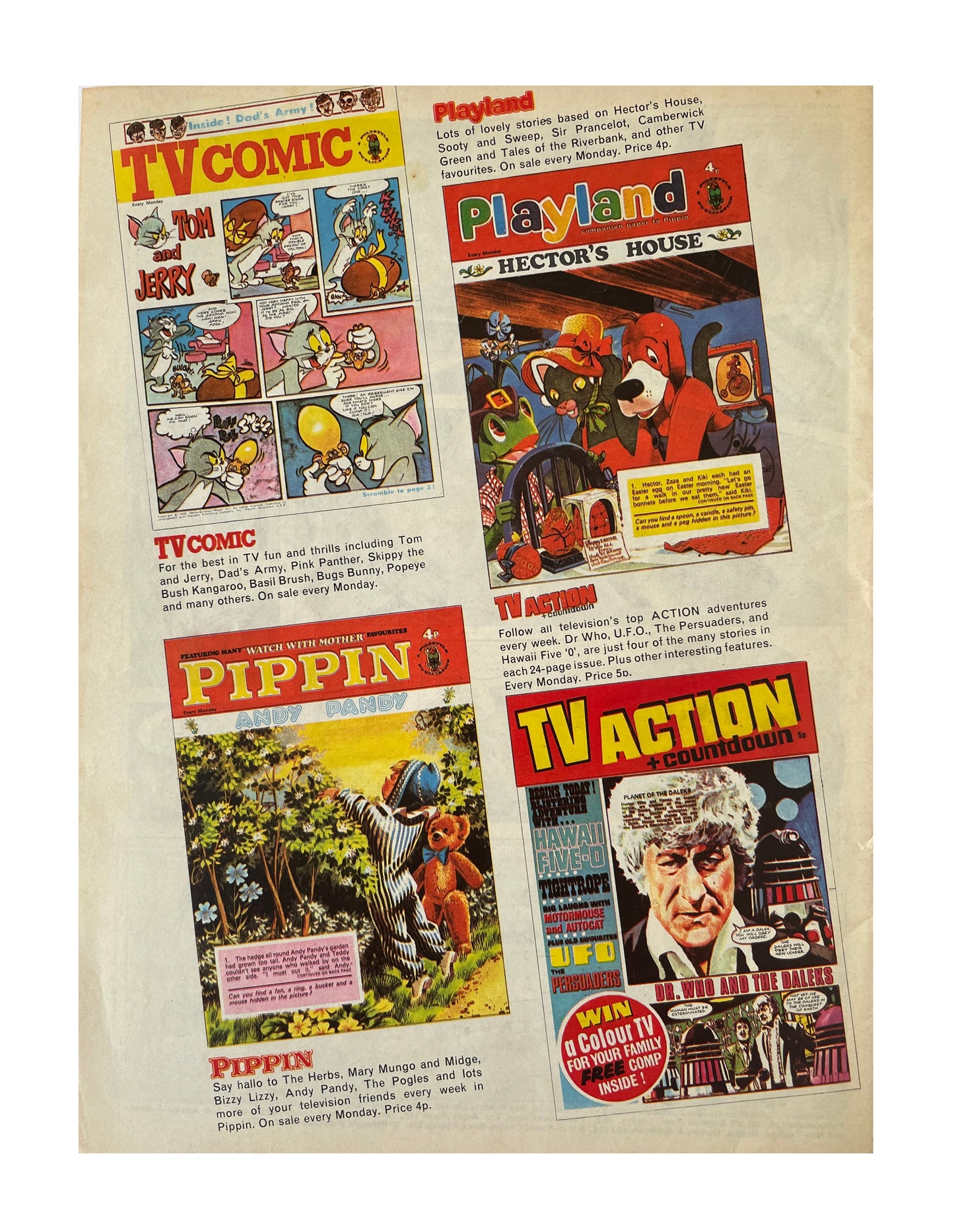 Vintage 1972 TV Action + Countdown Comic Magazine Summer Holiday Special 1972 - Fantastic Condition Vintage Comic