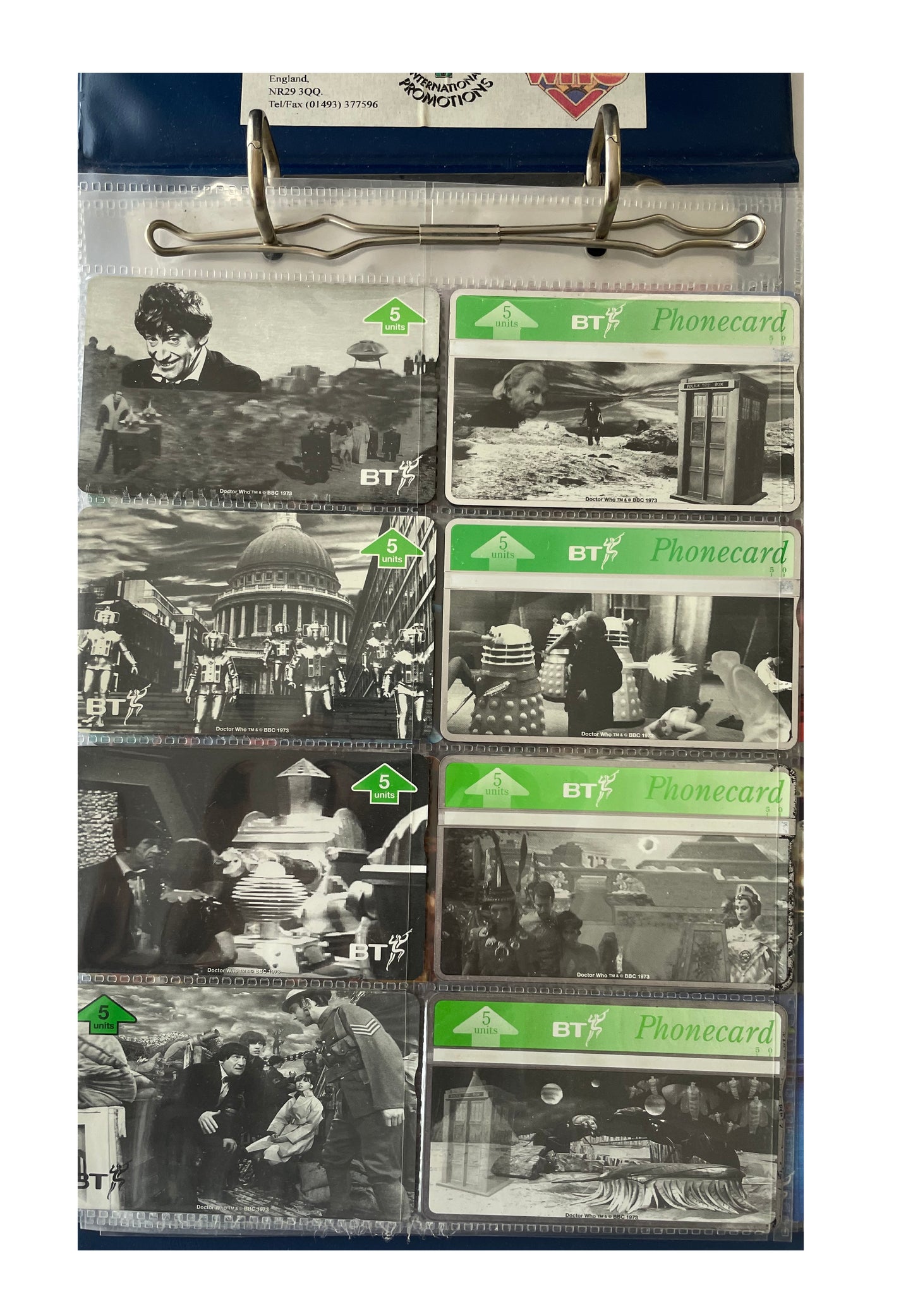 Vintage Jonder 1995 - 1997 Doctor Dr Who Limited Edition BT Phonecards With Accompanying Factsheets - Full Set Of 15 In Binder - Fantastic Unused Condition
