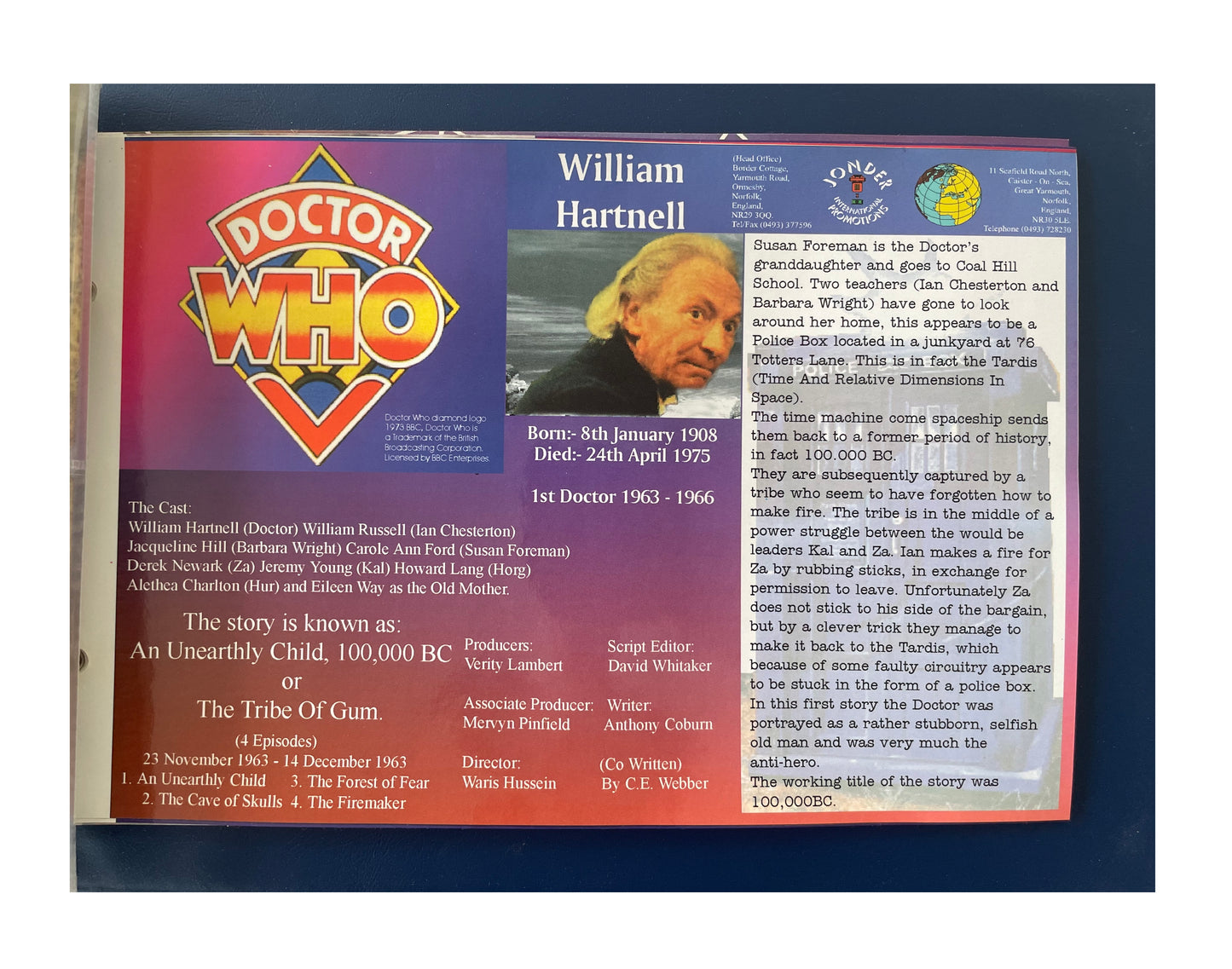 Vintage Jonder 1995 - 1997 Doctor Dr Who Limited Edition BT Phonecards With Accompanying Factsheets - Full Set Of 15 In Binder - Fantastic Unused Condition