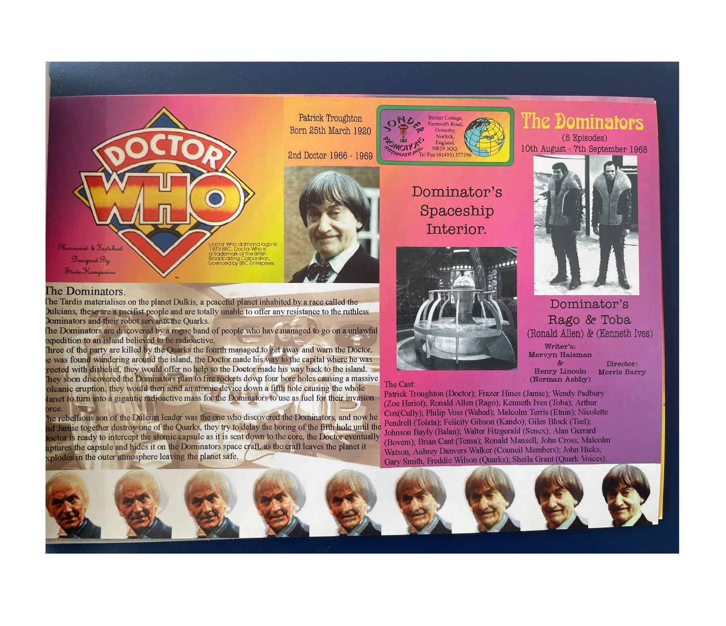 Vintage Jonder 1995 - 1997 Doctor Dr Who Limited Edition BT Phonecards With Accompanying Factsheets - Full Set Of 15 In Binder - Fantastic Unused Condition