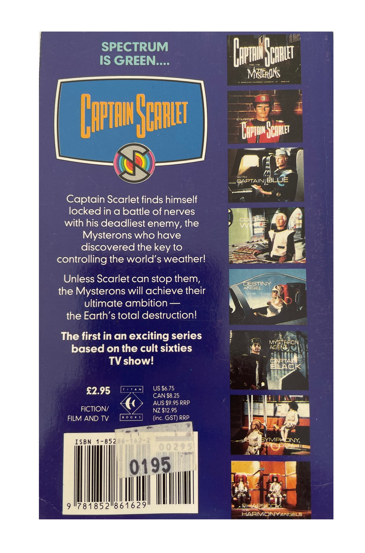 Vintage 1989 Gerry Andersons Pesents Captain Scarlet Paperback Book - No. 1 By John Theydon - Bassed On The TV Series - Former Shop Stock