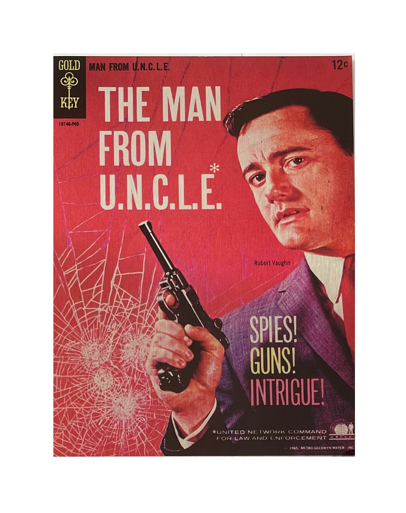 Vintage 1960's The Man From Uncle Set Of 5 Comic Book Covers Metal Signs - Napoleon Solo - Illia Kuriakin - U.N.C.L.E - Mint Condition Shop Stock Room Find