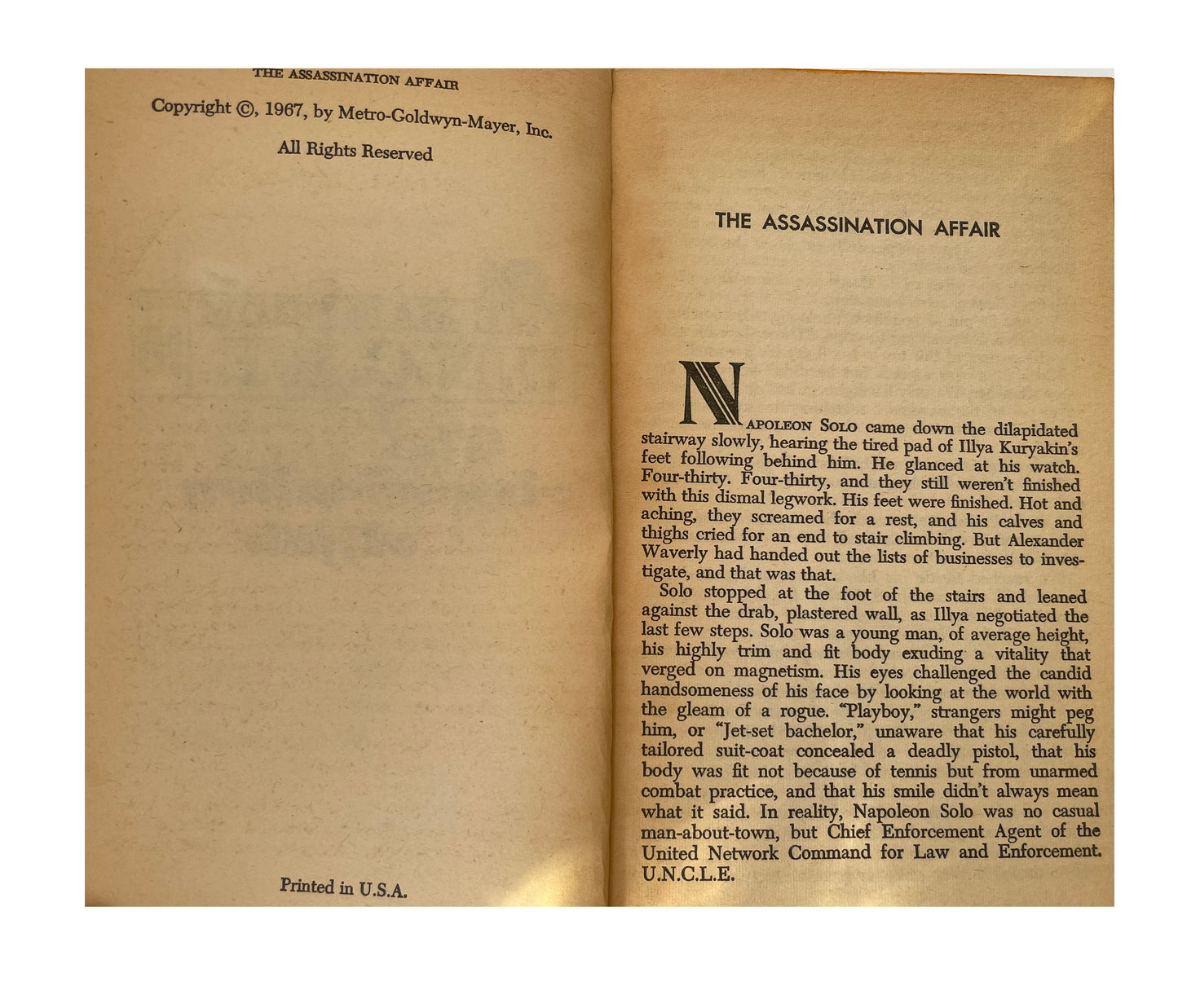 Vintage The Man From U.N.C.L.E The Assassination Affair Paperback Novel 1967 By J. Hunter Holly