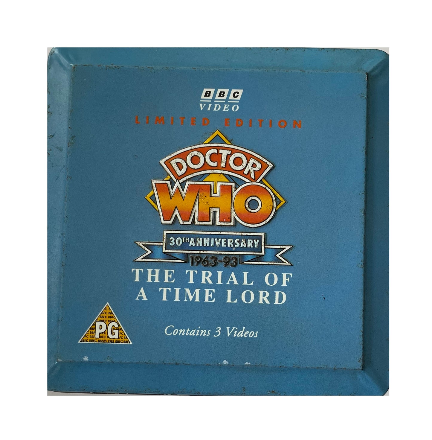 Vintage Dr Doctor Who The Trial Of A Time Lord Triple VHS Video Cassettes In A Limited Edition Collectable Tardis Tin - Shop Stock Room Find