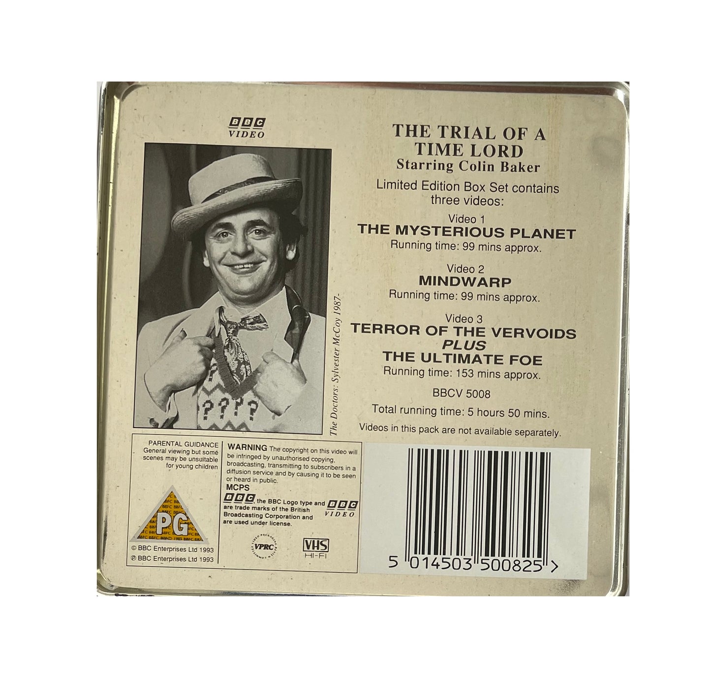 Vintage Dr Doctor Who The Trial Of A Time Lord Triple VHS Video Cassettes In A Limited Edition Collectable Tardis Tin - Shop Stock Room Find