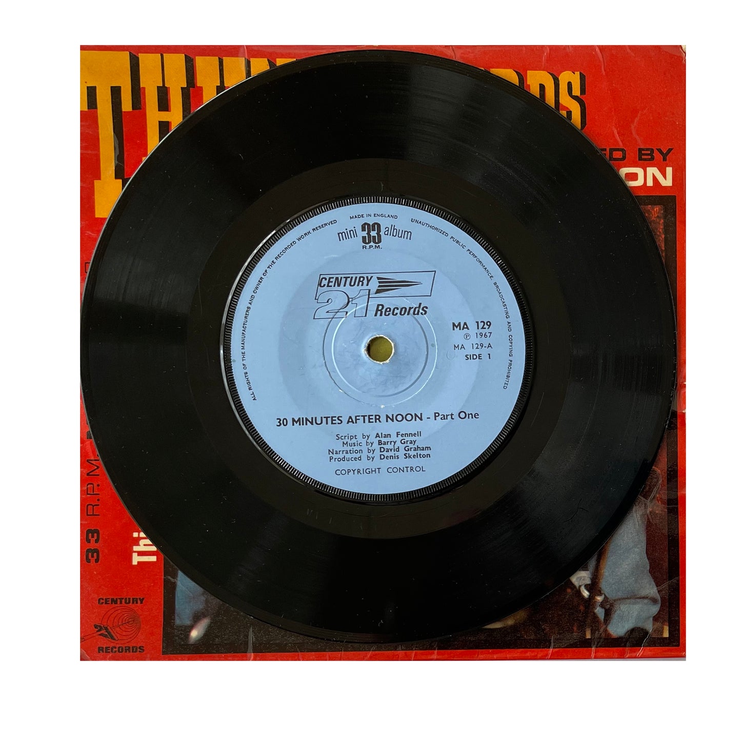 Vintage 1967 Gerry Andersons A Century 21 Production - Thunderbirds - Thirty Minutes After Noon - 33RPM Mini Album - 21 Minutes Of Adventure Vinyl Record