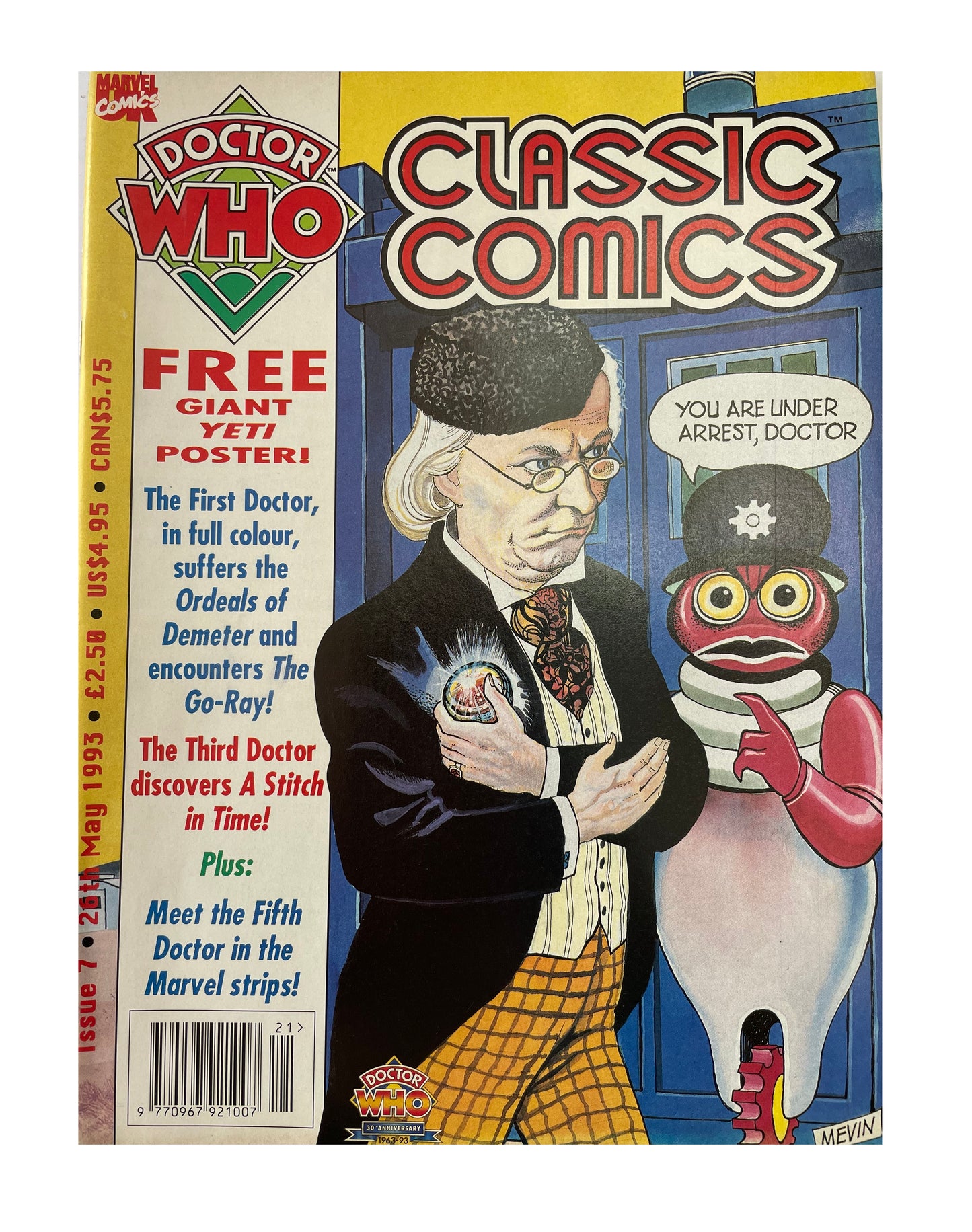 Vintage 1993 Marvels Doctor Dr Who Classic Comics Full Colour Issue 7 Comic 26th May 1993 - Brand New Shop Stock Room Find