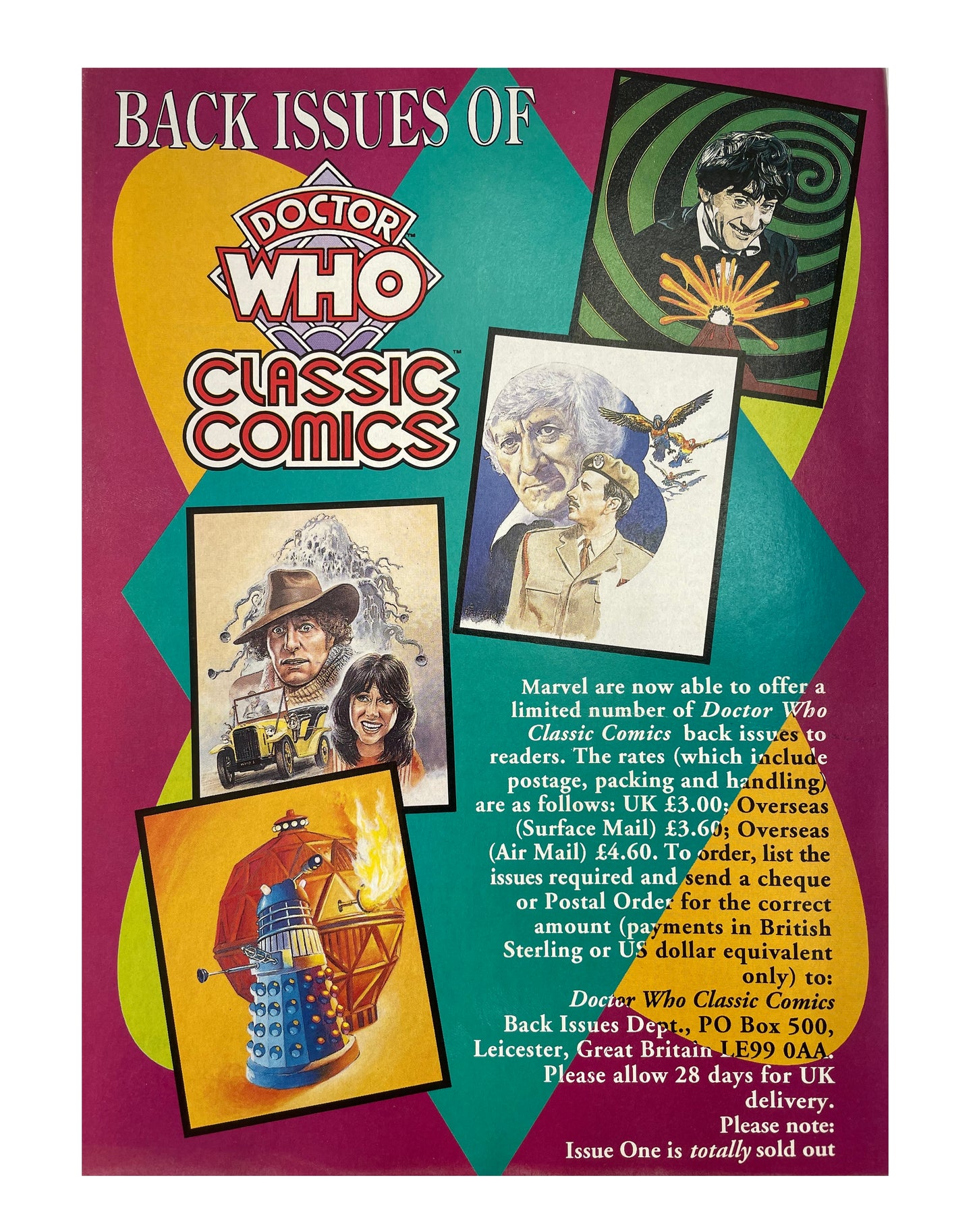 Vintage 1993 Marvels Doctor Dr Who Classic Comics Full Colour Issue 7 Comic 26th May 1993 - Brand New Shop Stock Room Find