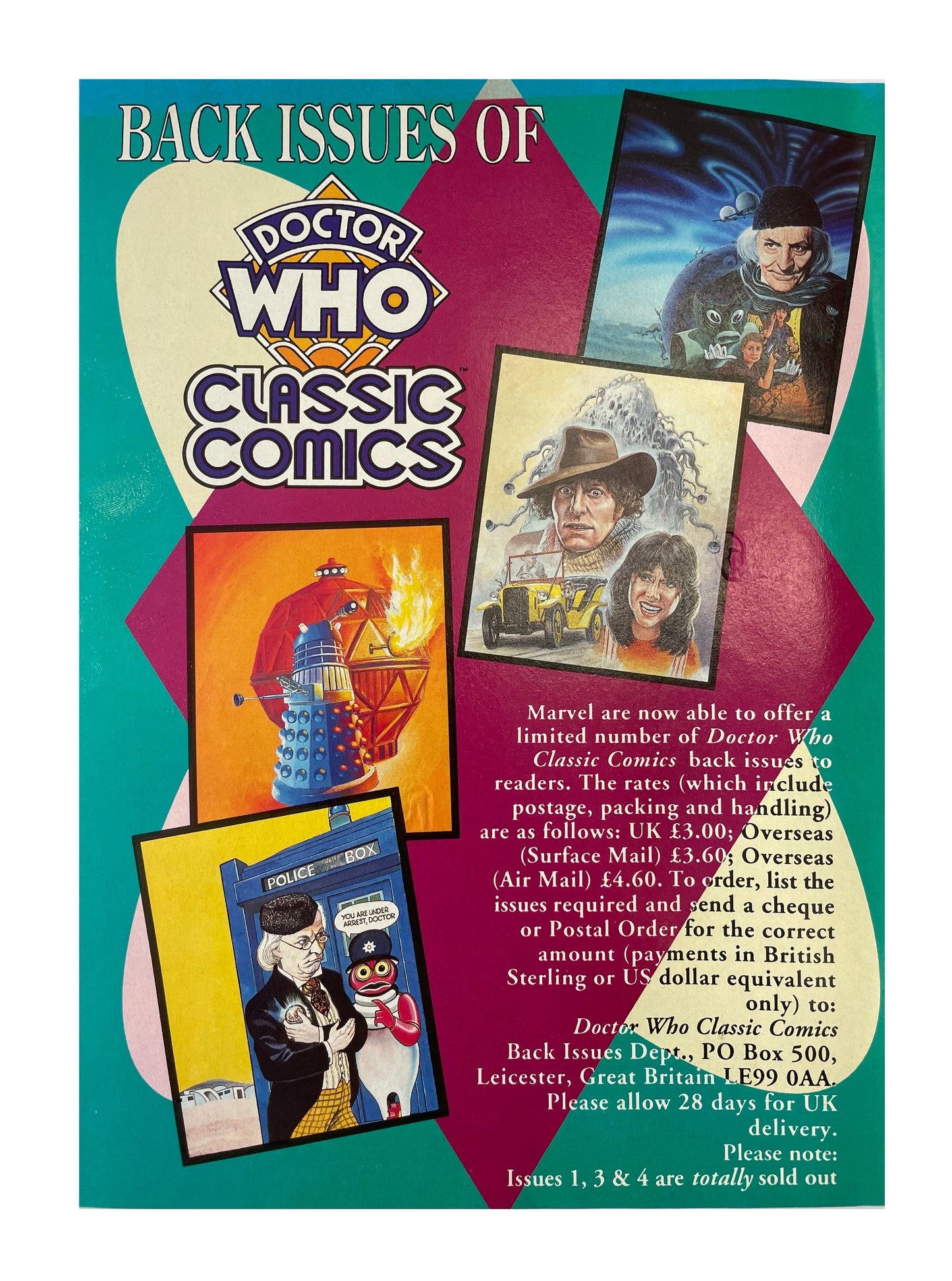 Vintage 1994 Marvels Doctor Dr Who Classic Comics Full Colour Issue 20 Comic 25th May 1994 - Brand New Shop Stock Room Find