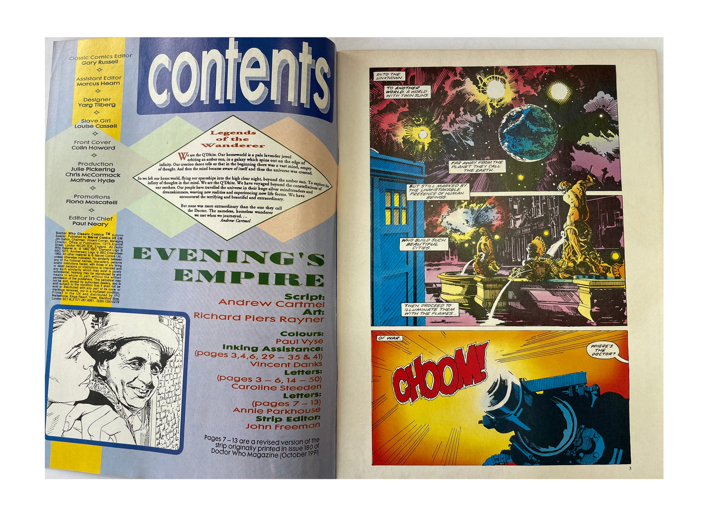 Vintage 1993 Marvels Doctor Dr Who Classic Comics Full Colour Comic - Autumn Holiday Special 1993 - Brand New Shop Stock Room Find