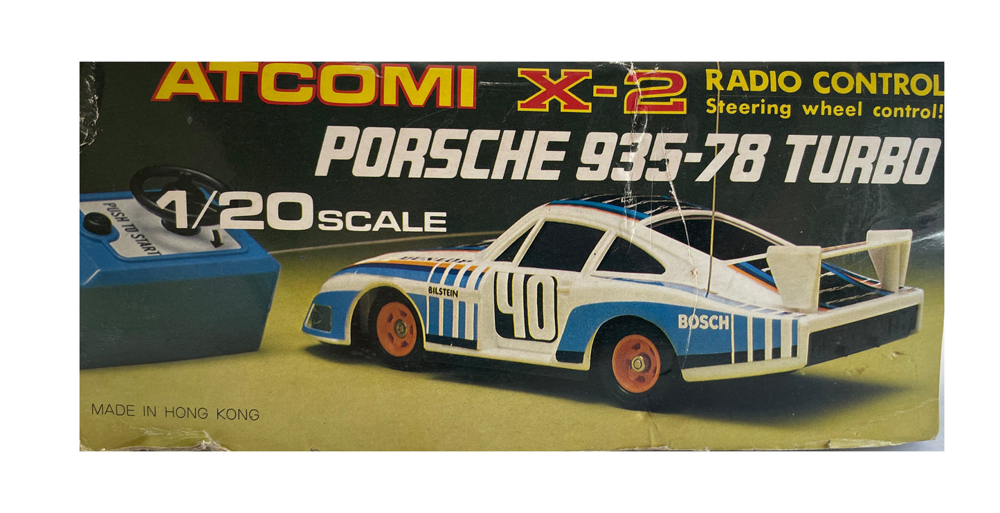 Vintage Atcomi 1970's Porsche 935-78 Turbo Radio Control Steering Wheel Control Car - In The Original Box