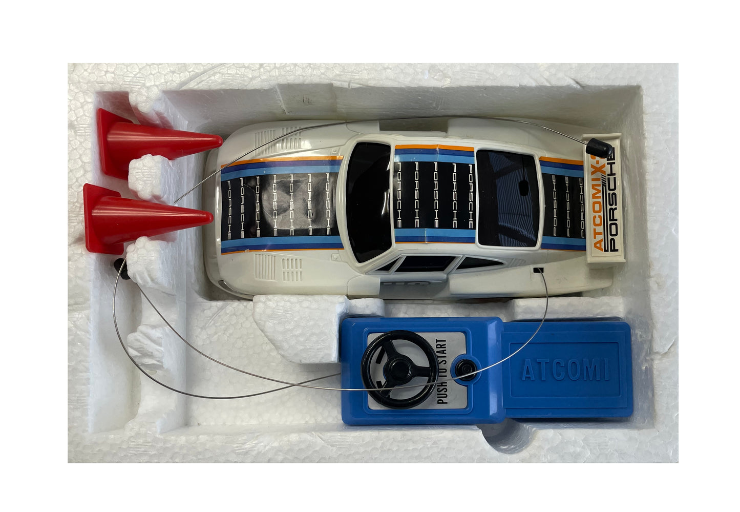 Vintage Atcomi 1970's Porsche 935-78 Turbo Radio Control Steering Wheel Control Car - In The Original Box
