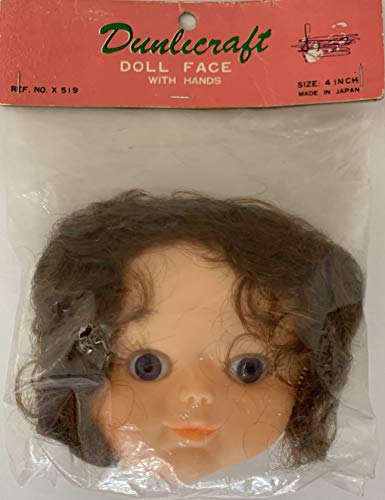 Doll Vintage 1960's Dunlicraft Face With Hands And Brown Hair Factory Sealed Shop Stock Room Find