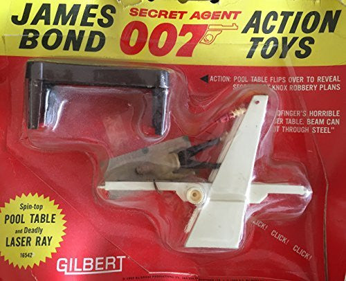 Vintage A.C Gilbert 1965 James Bond Secret Agent 007 Action Toys - Goldfinger's Spin Top Pool Table & Deadly Laser Ray - Factory Sealed Shop Stock Room Find.