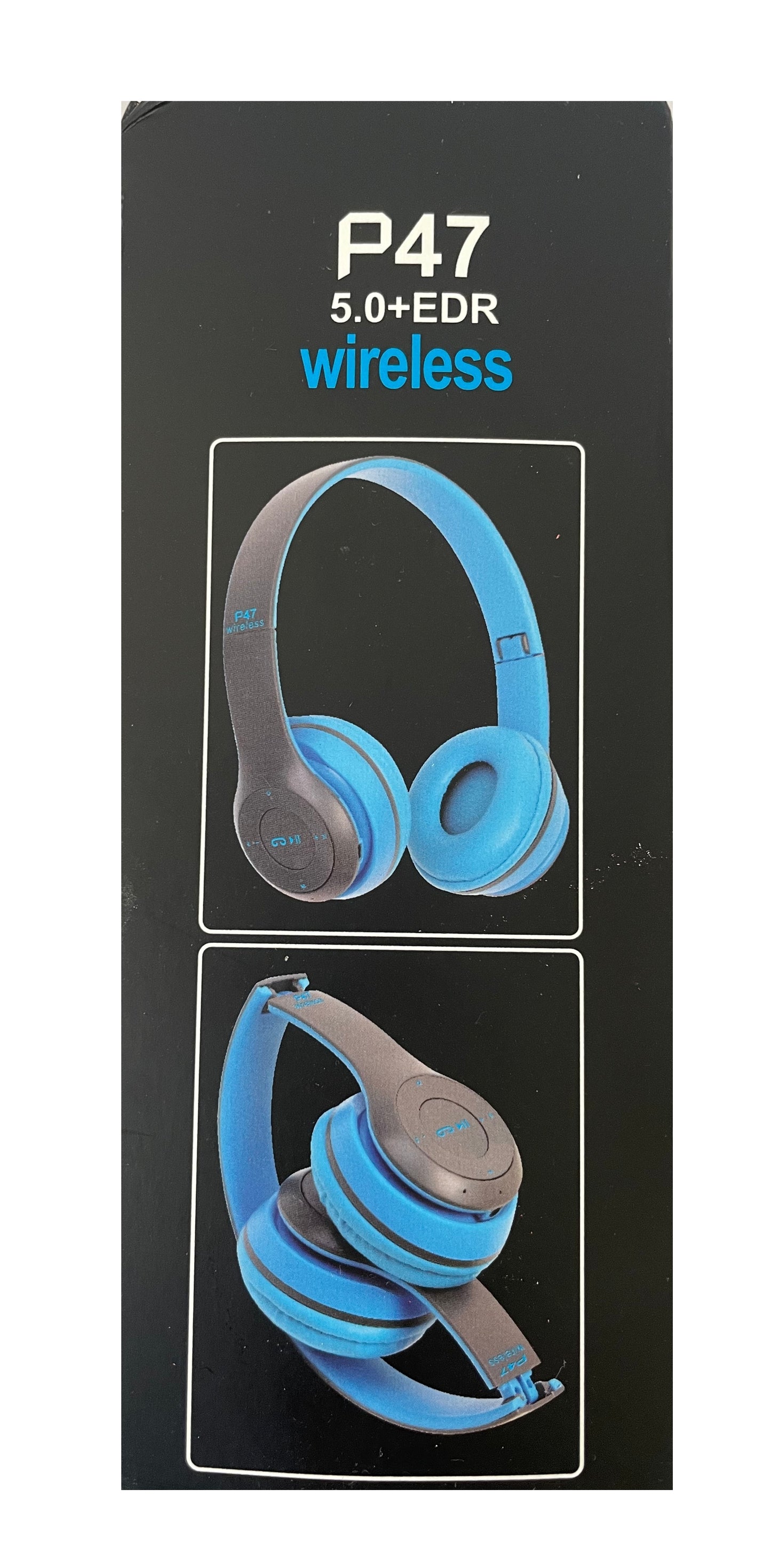 P47 5.0 + EDR Wireless Headphones Bluetooth - Foldable and Extendable Rechargeable - Colour Blue - Factory Sealed.