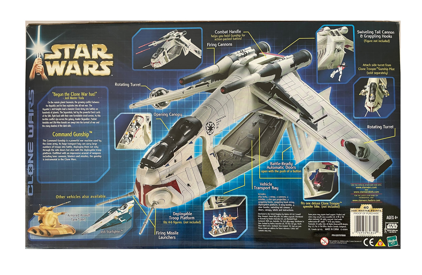 Vintage 2004 Star Wars The Clone Wars- Army Of The Republic - Command Gunship With Real Firing Cannons - Brand New Factory Sealed Shop Stock Room Find