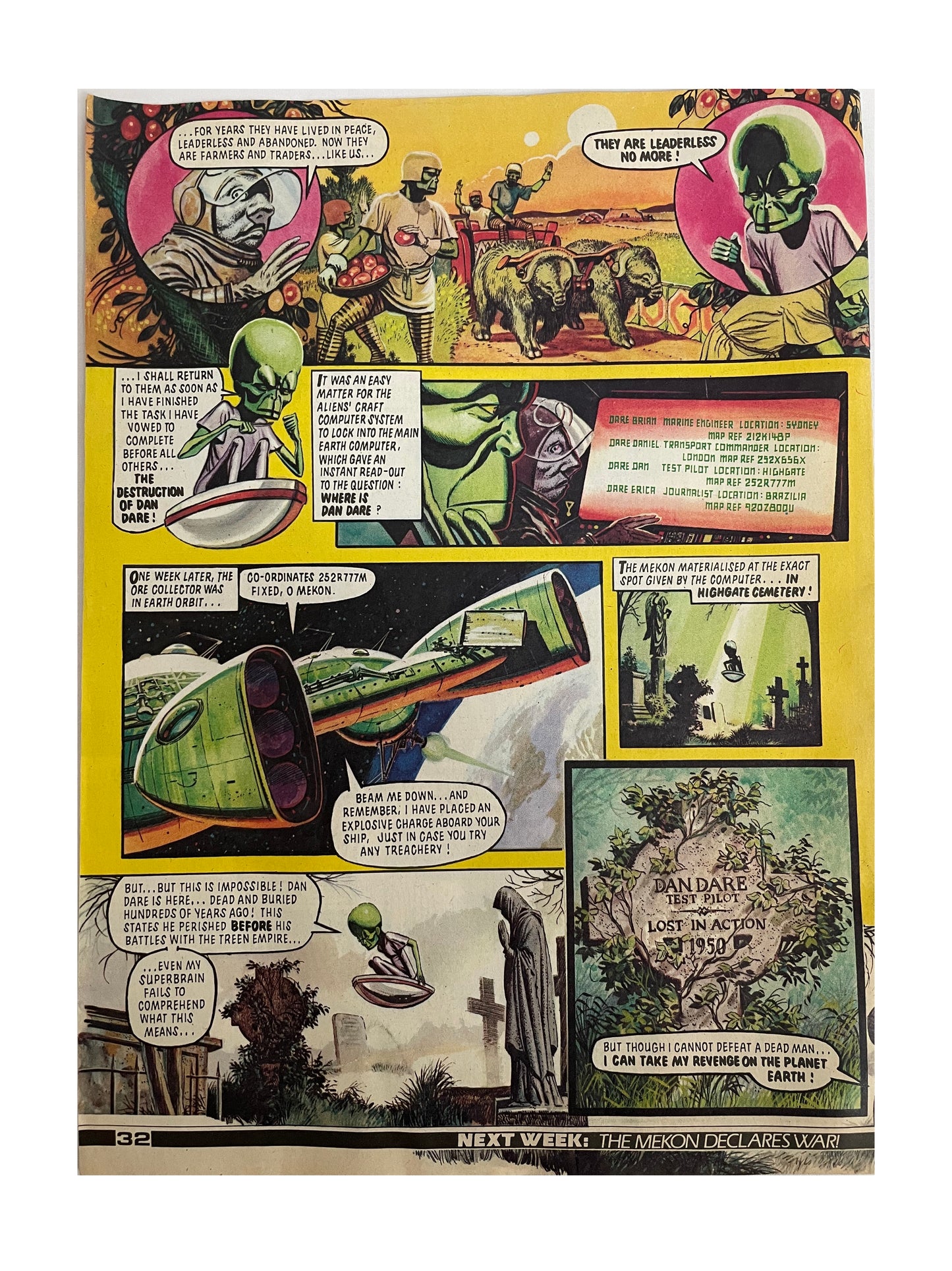 Vintage 1982 Eagle Comic Magazine Number 1 - Fantastic First Free Gift Issue - With Free Space Spinner - 27th March 1982 - Former Shop Stock
