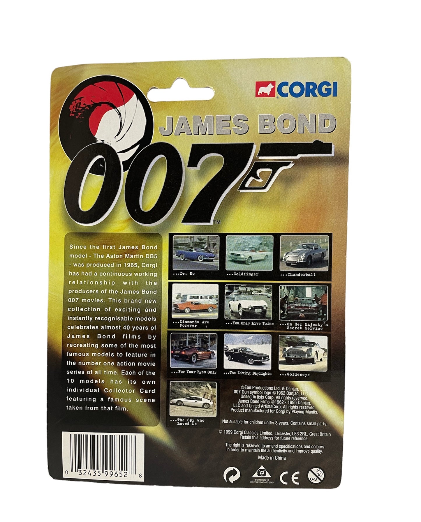 Vintage 1999 Corgi James Bond 007 - Thunderball - Aston Martin DB5 1:65 Scale Die-Cast Vehicle Replica Number 99652 - Includes Free Collectors Card - Brand New Factory Sealed Shop Stock Room Find