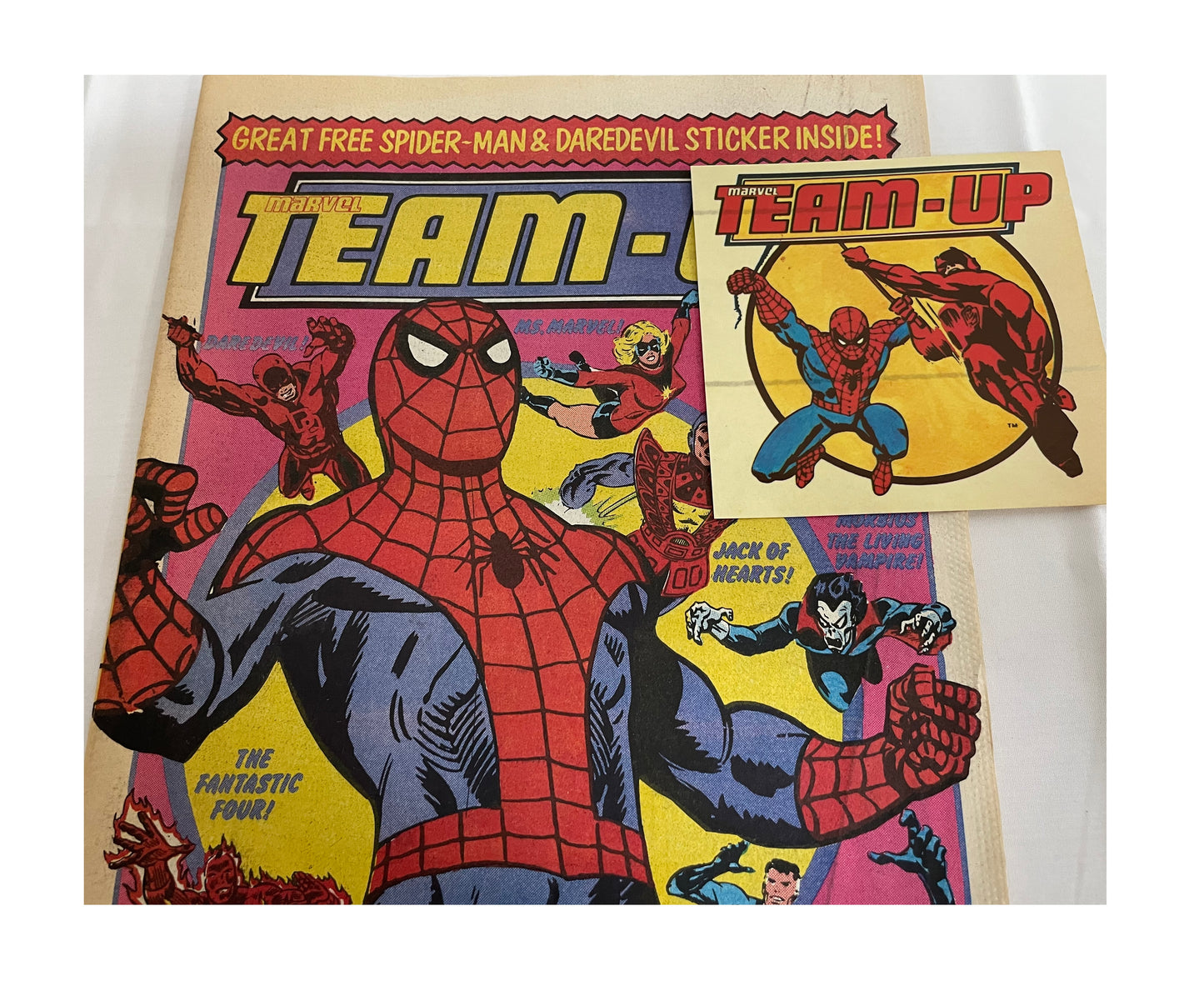 Vintage 1980 Marvels Team - Up Weekly Comic Number 1 - Great First Issue - With The Free Gift - 11th Sept 1980