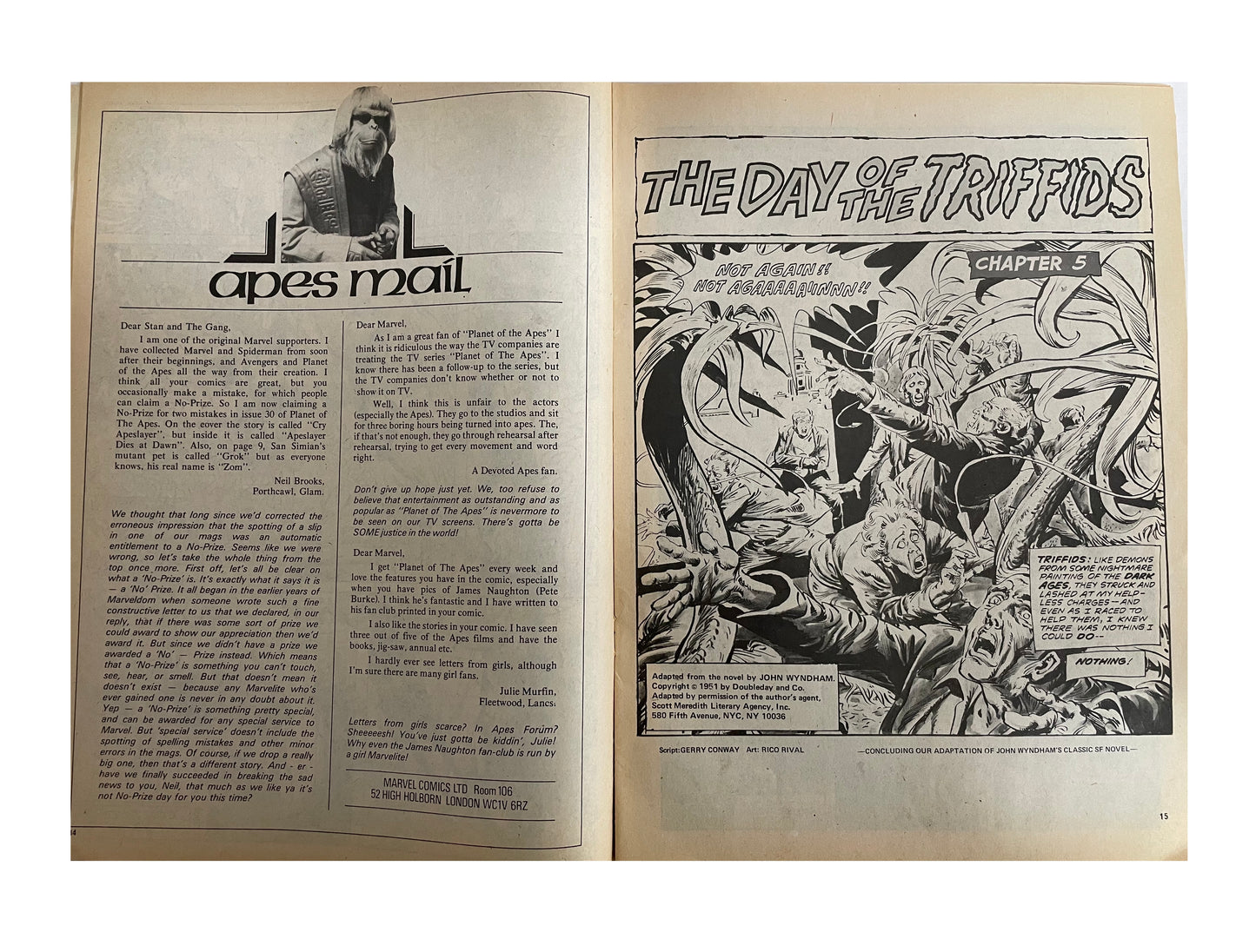 Vintage 1975 Marvels Comics - Planet Of The Apes Comic Issue No. 41 - August 2nd 1975 - Former Shop Stock