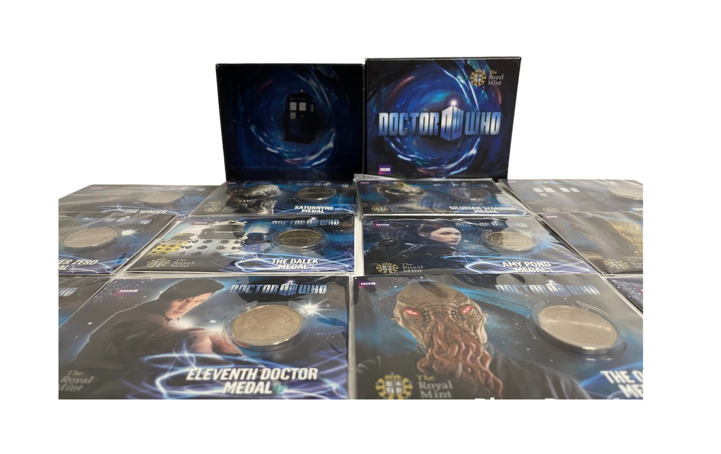 Vintage 2010 The Royal Mint Dr Who The Eleventh Doctor Collectable Series Exclusive 12 x Medals In Presentation Box - Ultra Ultra Rare