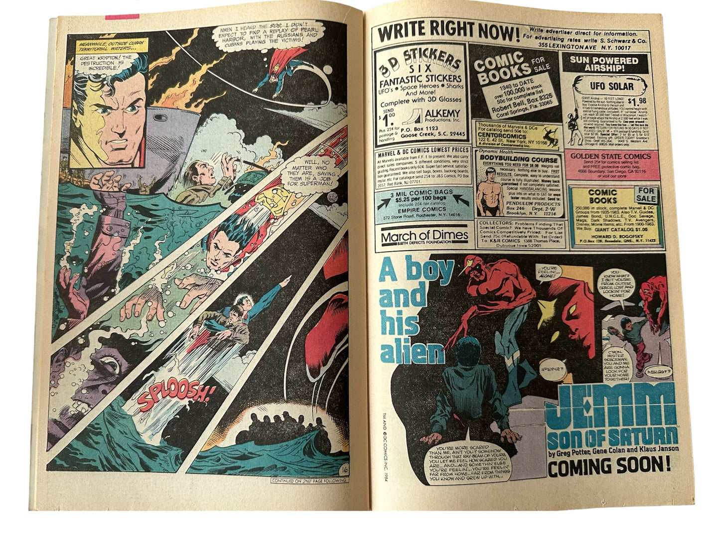 Vintage 1984 DC Worlds Finest Comics Issue Number 306 - Starring Super Man And Bat Man In The Saga Of Swordfish And The Barracuda - Former Shop Stock