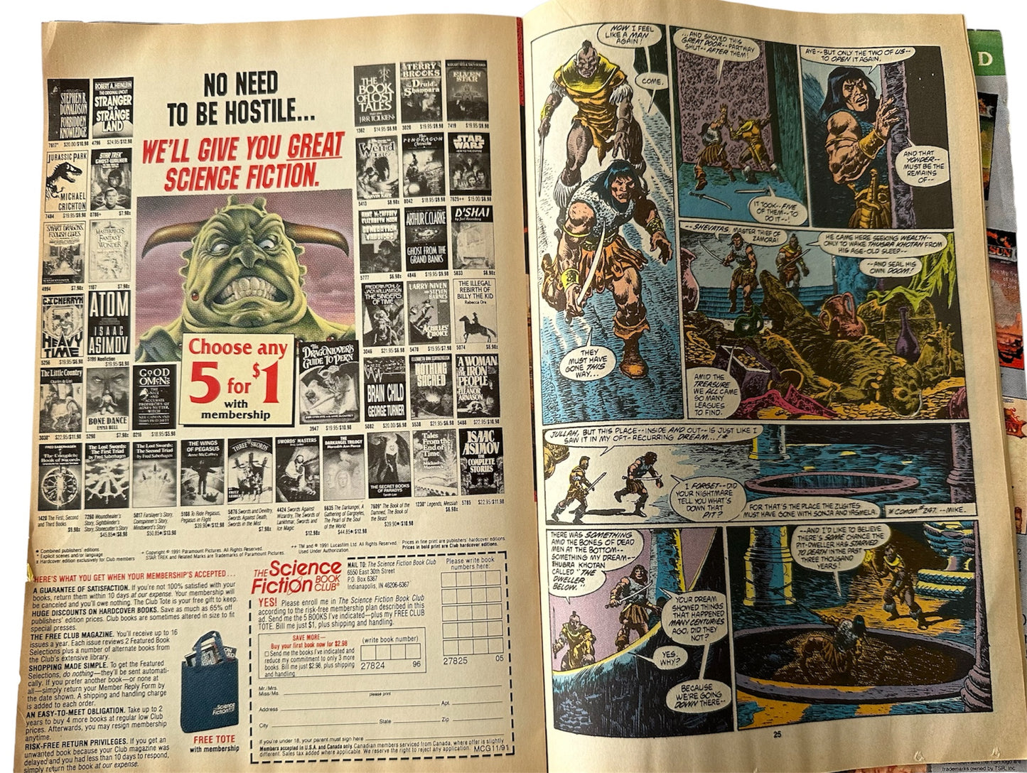 Vintage 1990 Marvels - Conan The Barbarian Comic Issue Number 250 - Chaos Beneath Kutchemes - Good Condition Former Shop Stock (6.0 Grade)