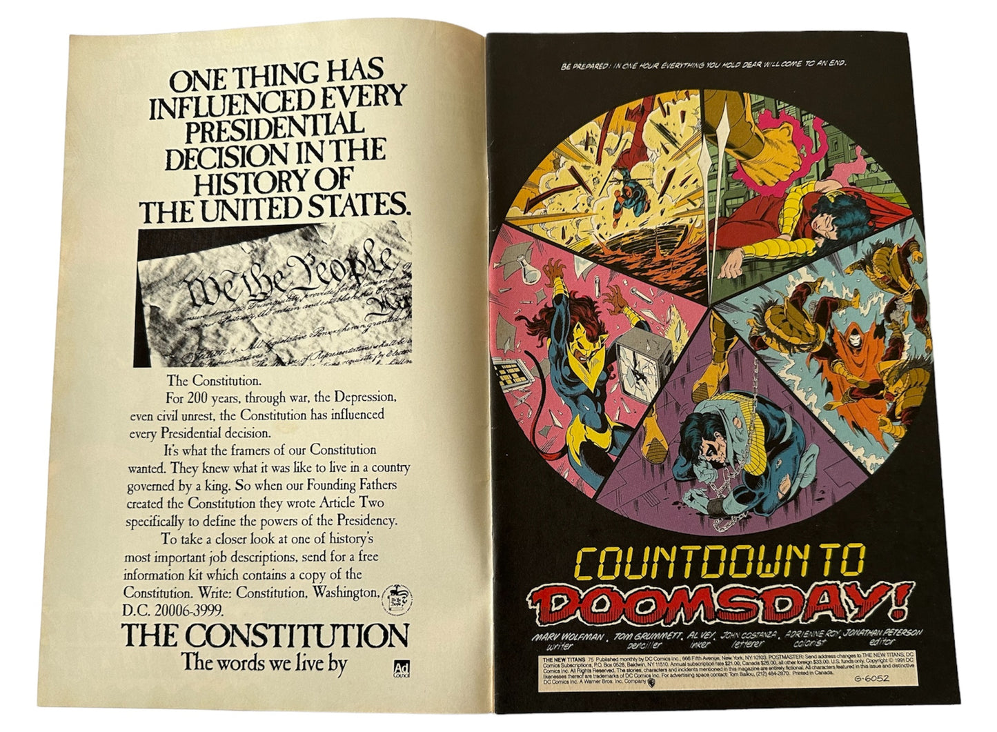 Vintage Apr 1991 DC - The New Titans Comic Issue Number 75 - Countdown To Doomsday - Shop Stock Room Find