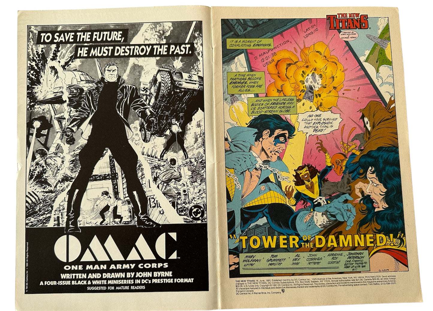 Vintage June 1991 DC - The New Titans Comic Issue Number 76 - Tower Of The Damned - Shop Stock Room Find