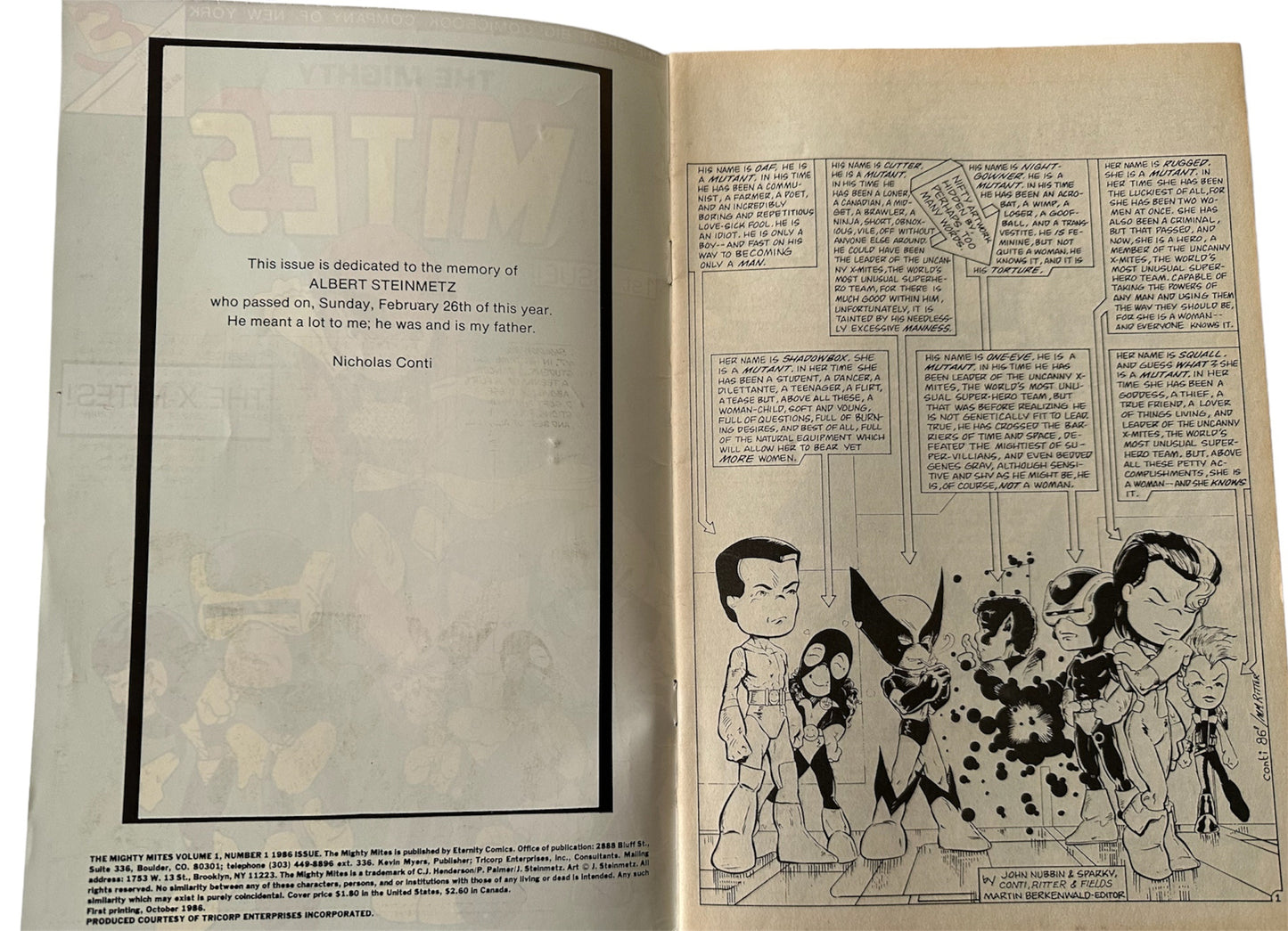 Vintage 1986 Eternity Comics - The Might Mites - Fantastic 1st Issue - The X-Mites - Former Shop Stock