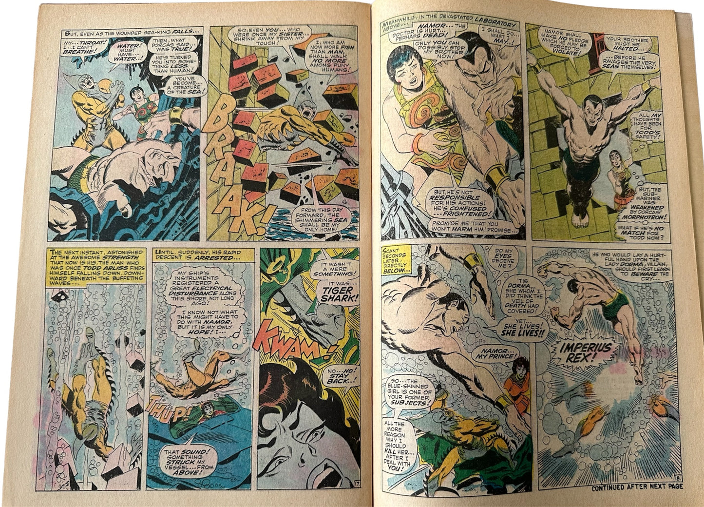 Vintage 1968 Marvels Prince Namor The Sub-Mariner Comic Issue Number 5 - Featuring The First Appearance Of Tiger Shark - Fantastic Condition Vintage Comic