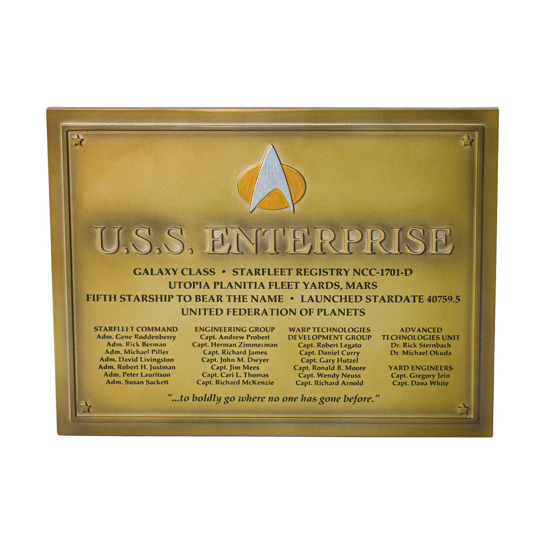 Star Trek The Official Starships Collection - The U.S.S. Enterprise NCC-1701-D Dedication Plaque